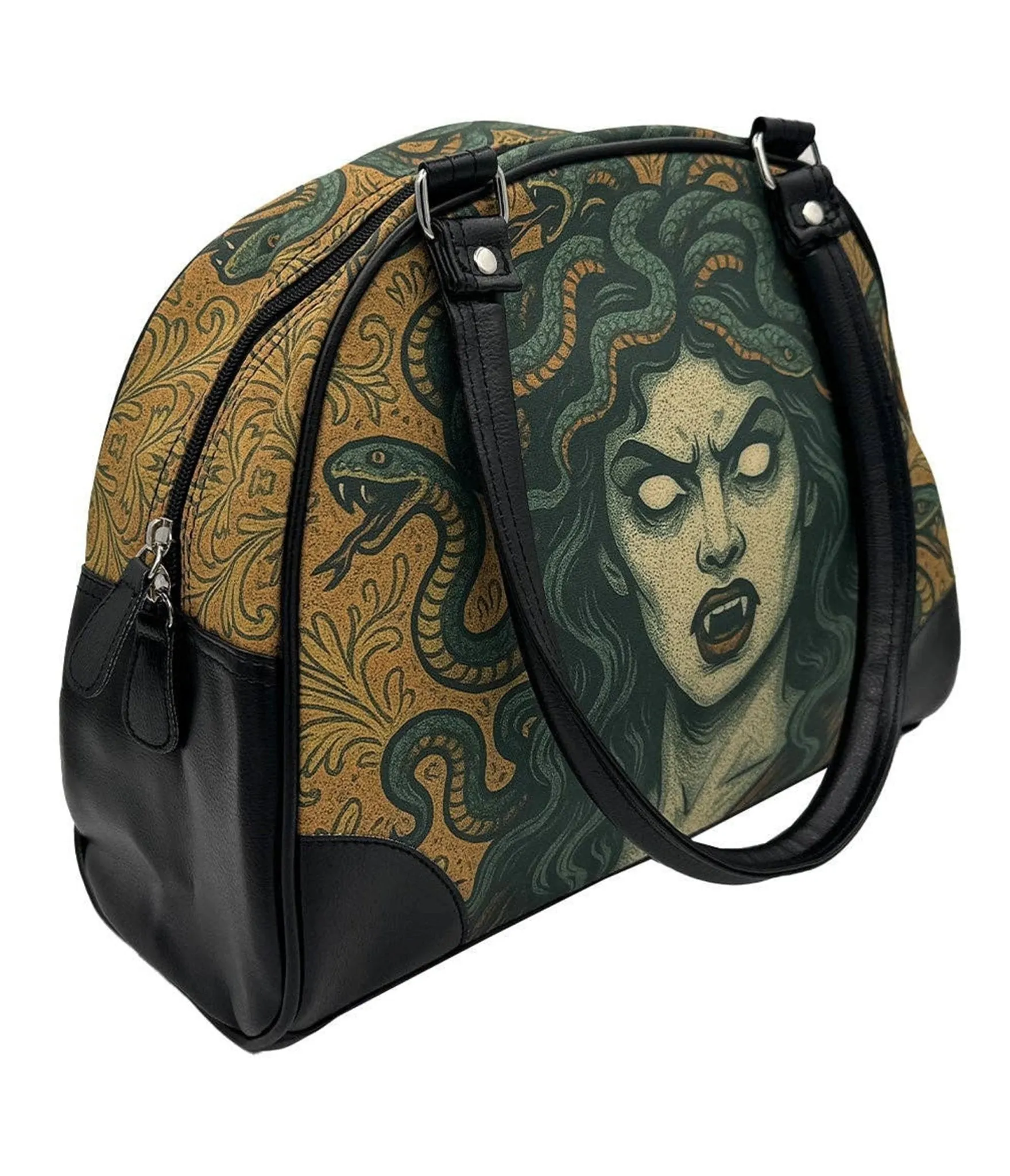 Medusa Leatherette Bowler Bag sold by Unique Vintage product image thumbnail 2