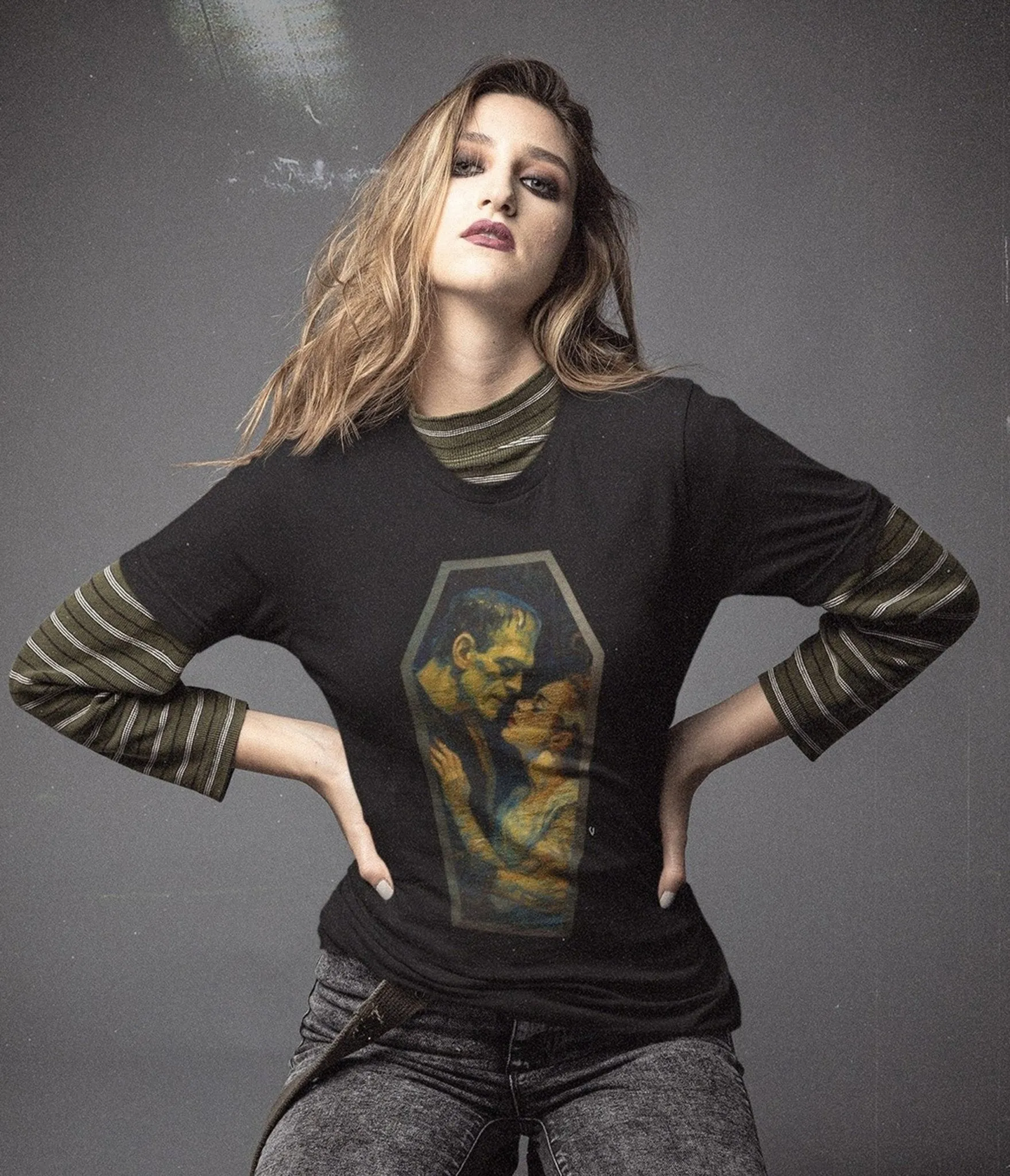 Frankenstein & His Bride Unisex Graphic Tee sold by Unique Vintage