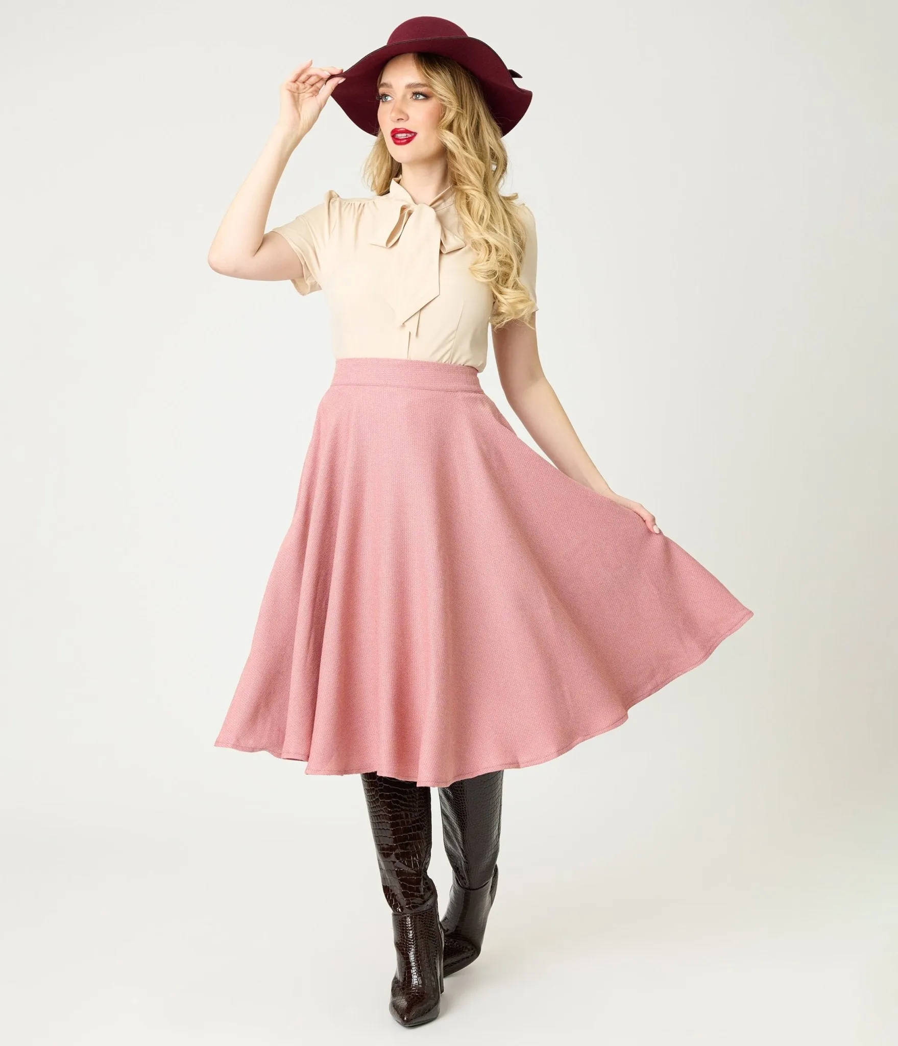 Peach Short Sleeve Bow Blouse sold by Unique Vintage product image thumbnail 4