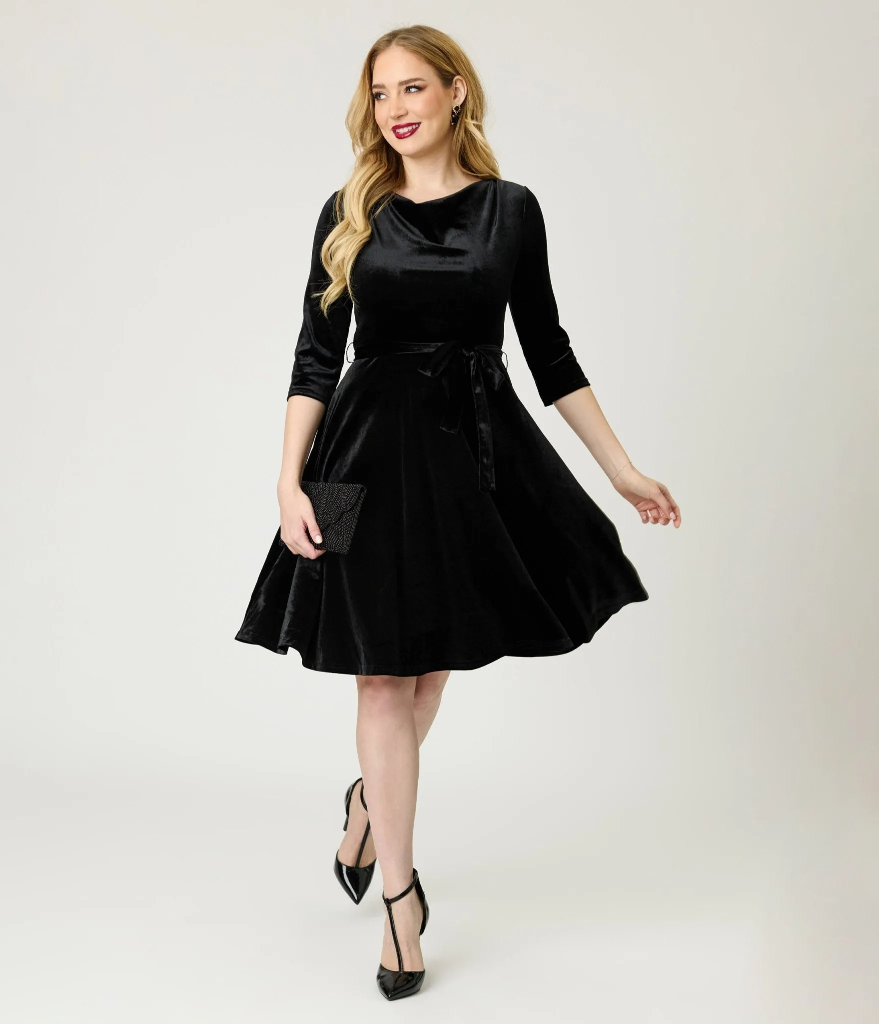 Black Velvet Swing Dress sold by Unique Vintage product image thumbnail 4