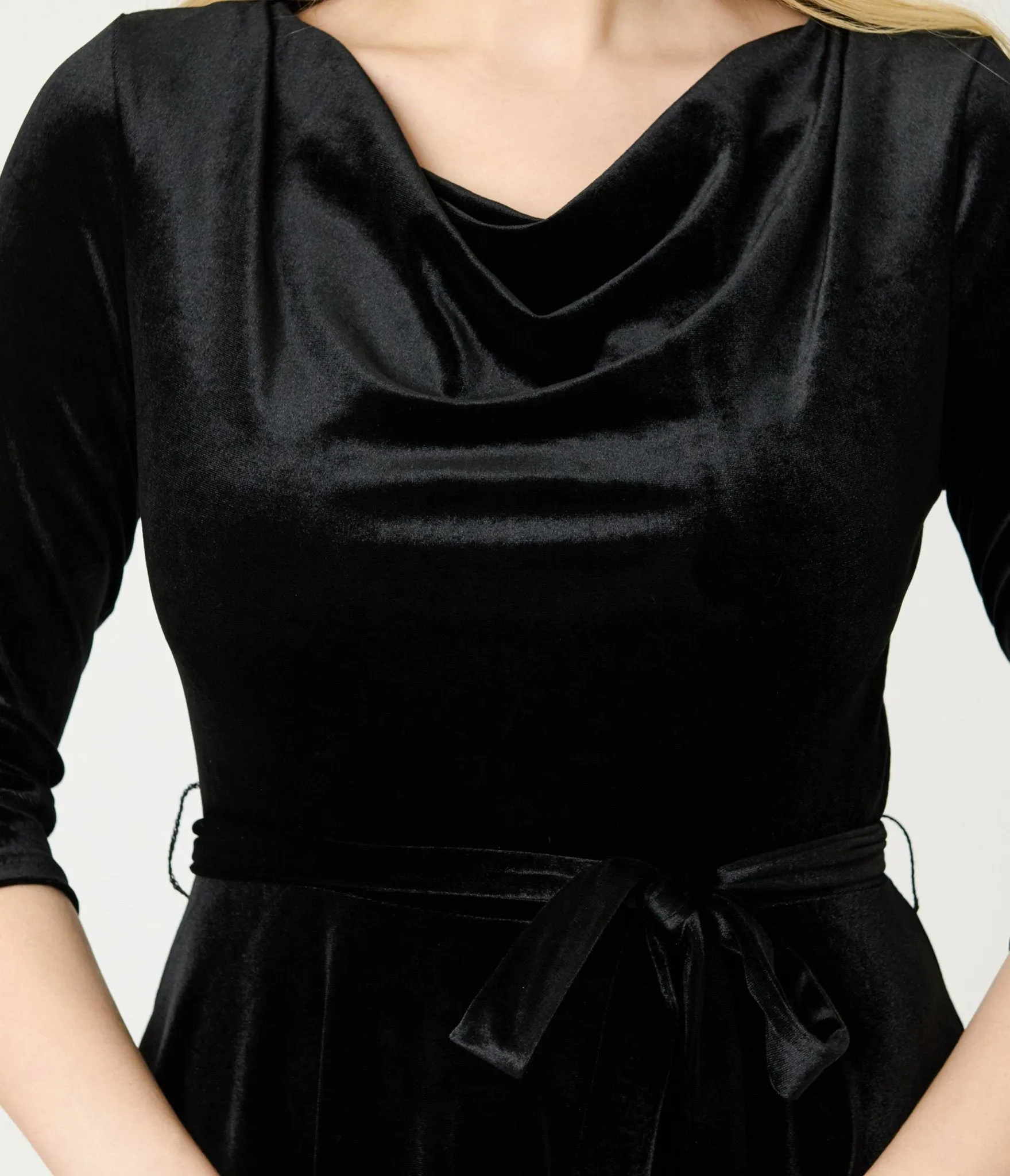 Black Velvet Swing Dress sold by Unique Vintage product image thumbnail 5