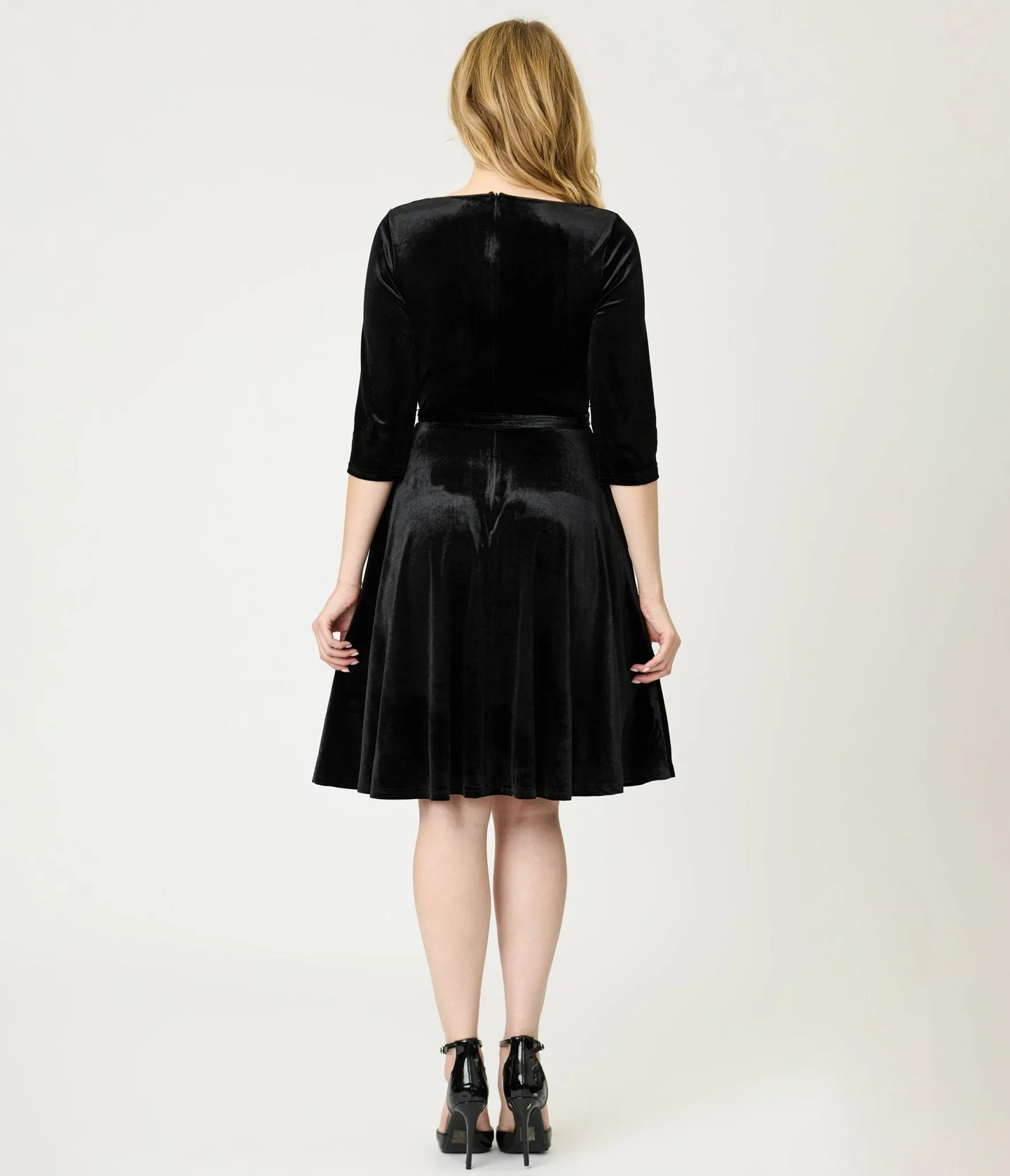 Black Velvet Swing Dress sold by Unique Vintage product image thumbnail 2