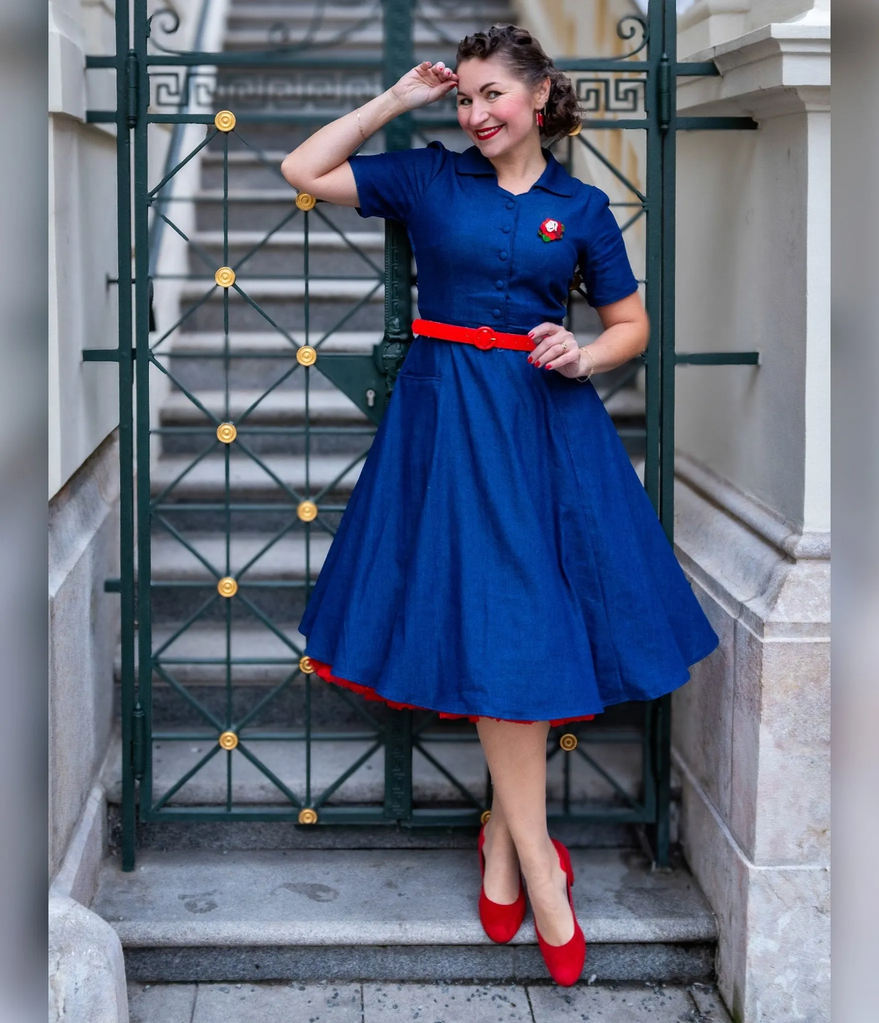 Dolly & Dotty Classic Penelope Denim Dress sold by Unique Vintage