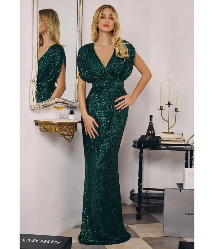 Emerald Sequin Formal Gown sold by Unique Vintage