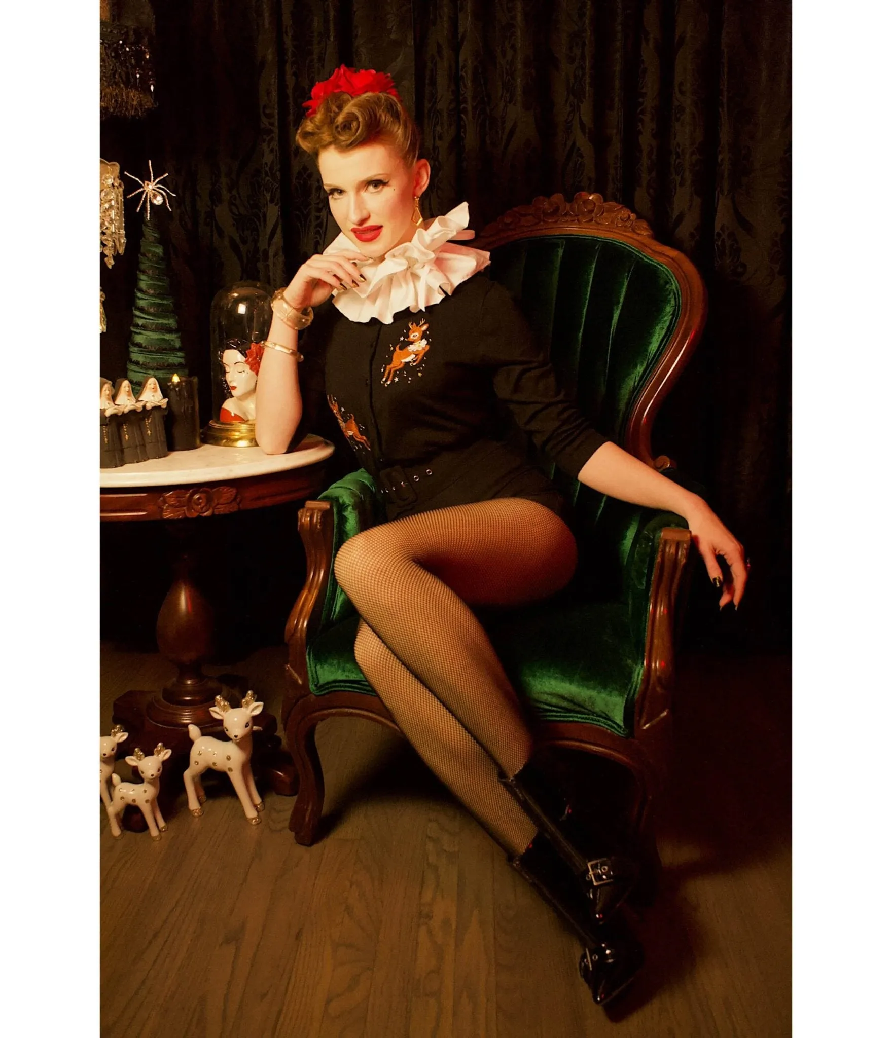 Mischief Made Black Reindeer Cardigan sold by Unique Vintage product image thumbnail 3