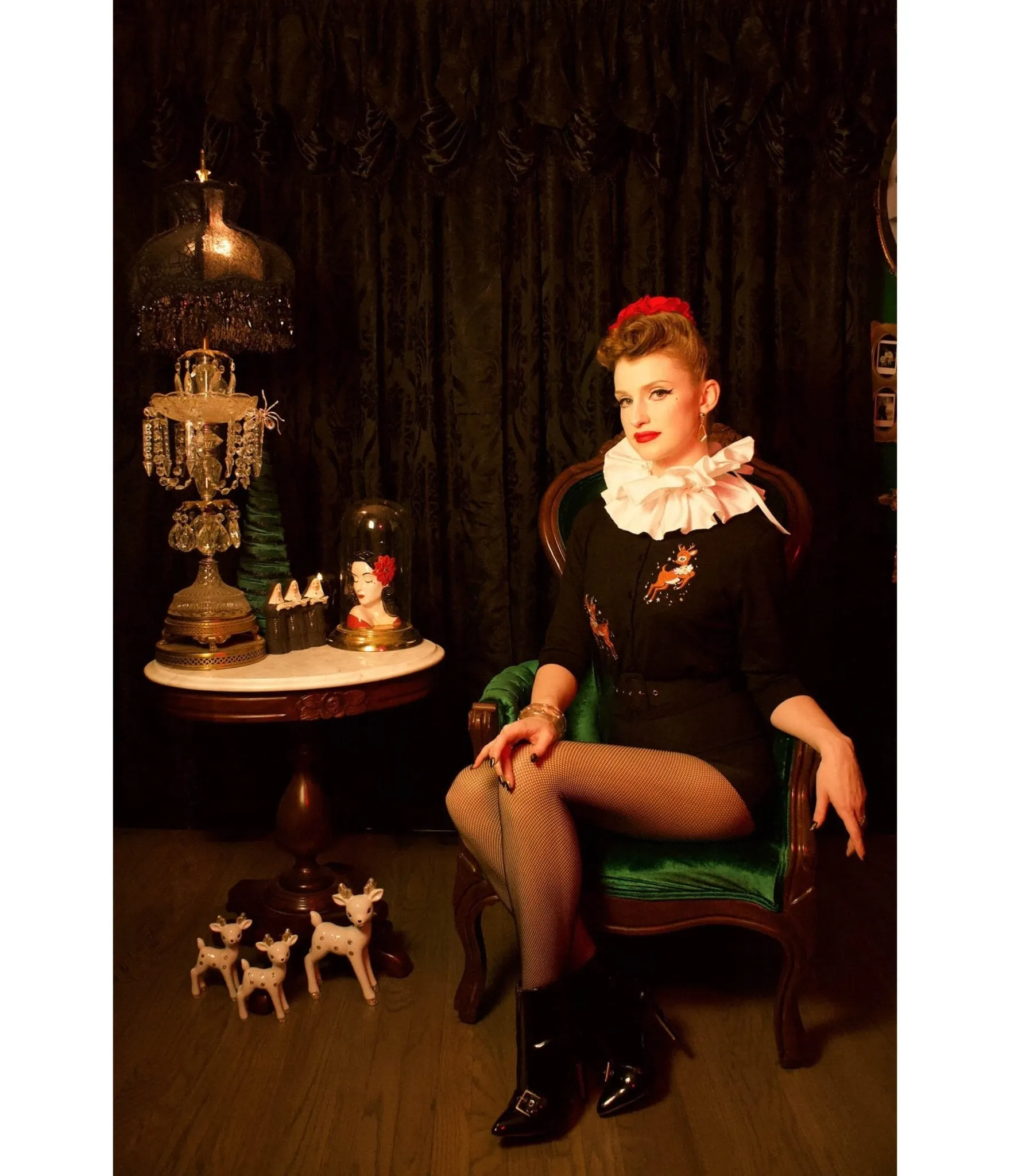 Mischief Made Black Reindeer Cardigan sold by Unique Vintage product image thumbnail 5