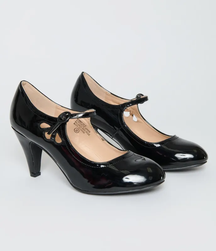 1920s Black Patent Leatherette Mary Jane Heels sold by Unique Vintage