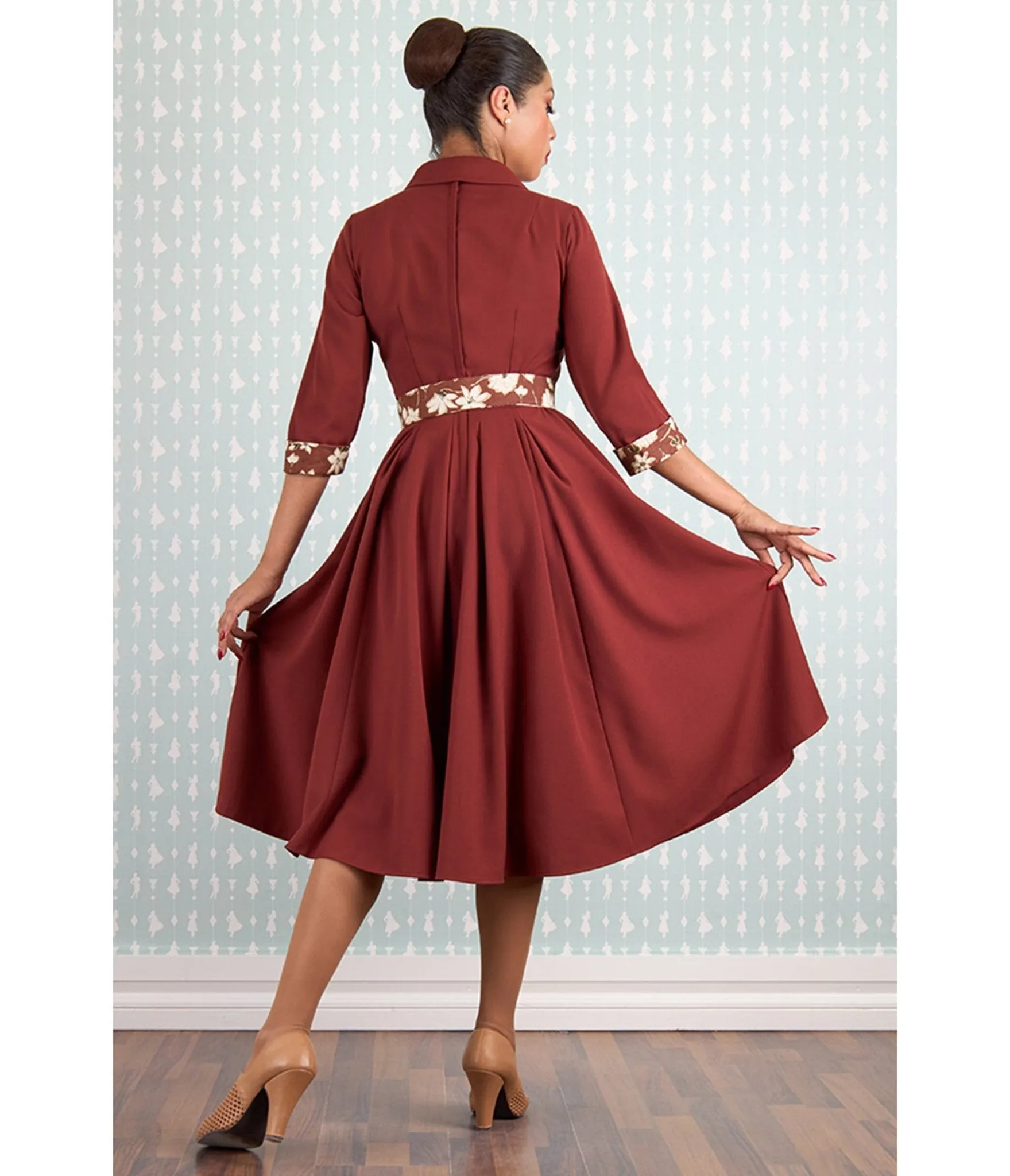 Miss Candyfloss Burgundy Alizee Swing Dress sold by Unique Vintage product image thumbnail 2