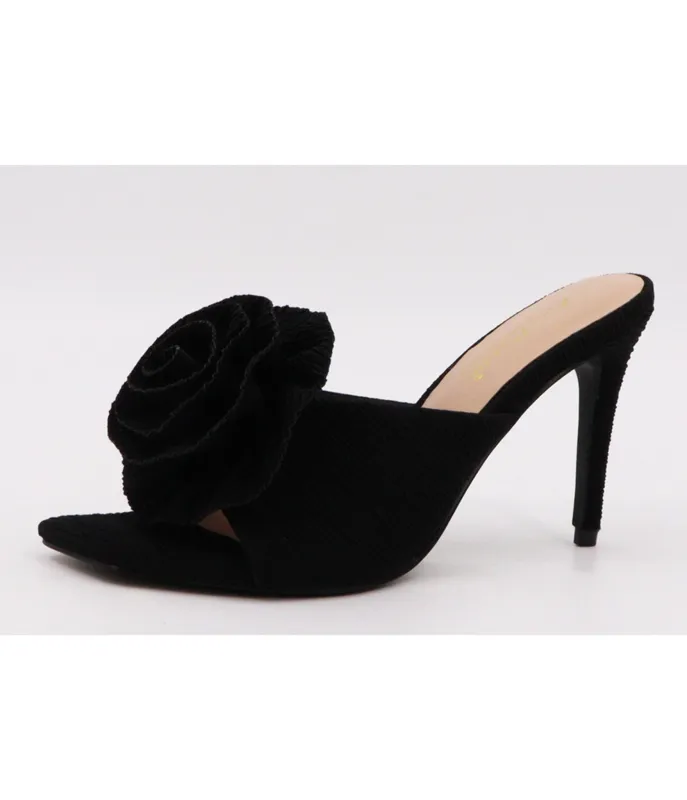 Black Rose Peep Toe Stiletto Heels sold by Unique Vintage