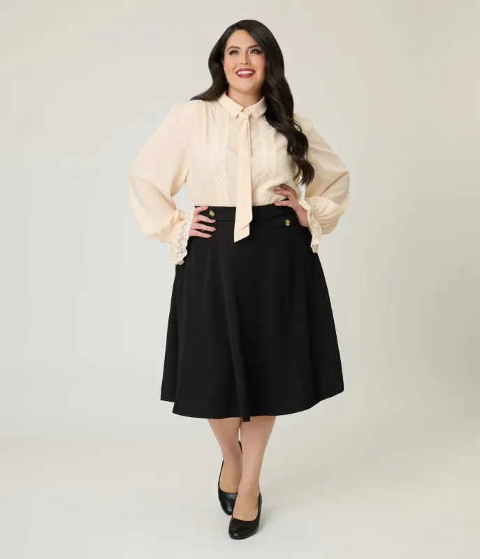 Royal Monk Plus Size Black Book Club Swing Skirt sold by Unique Vintage