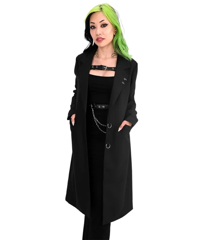 Foxblood Black Rory Trench Coat sold by Unique Vintage