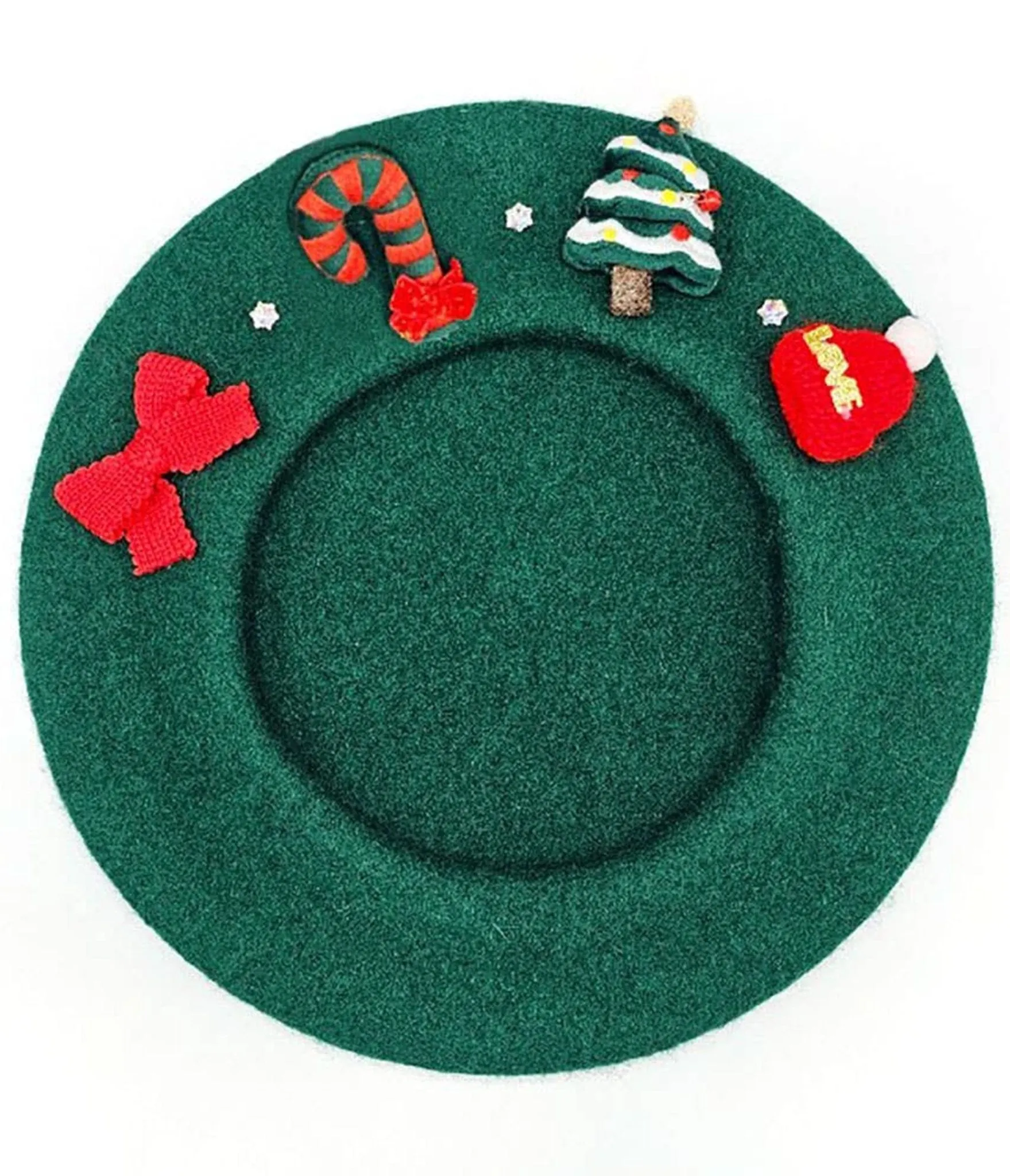 Green Christmas Charm Wool Beret sold by Unique Vintage product image thumbnail 2