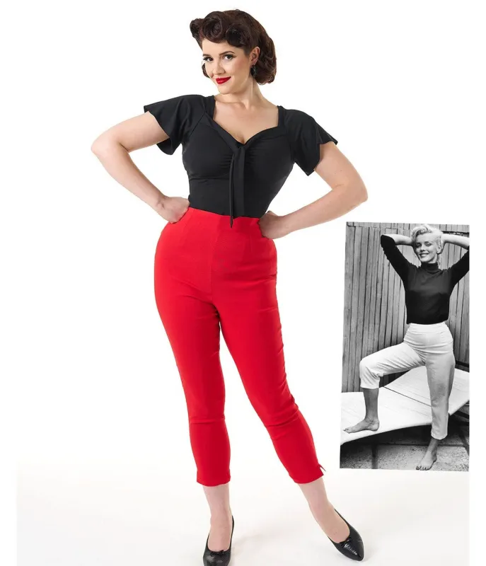 Pretty Retro Red 1950s Capri Pants sold by Unique Vintage