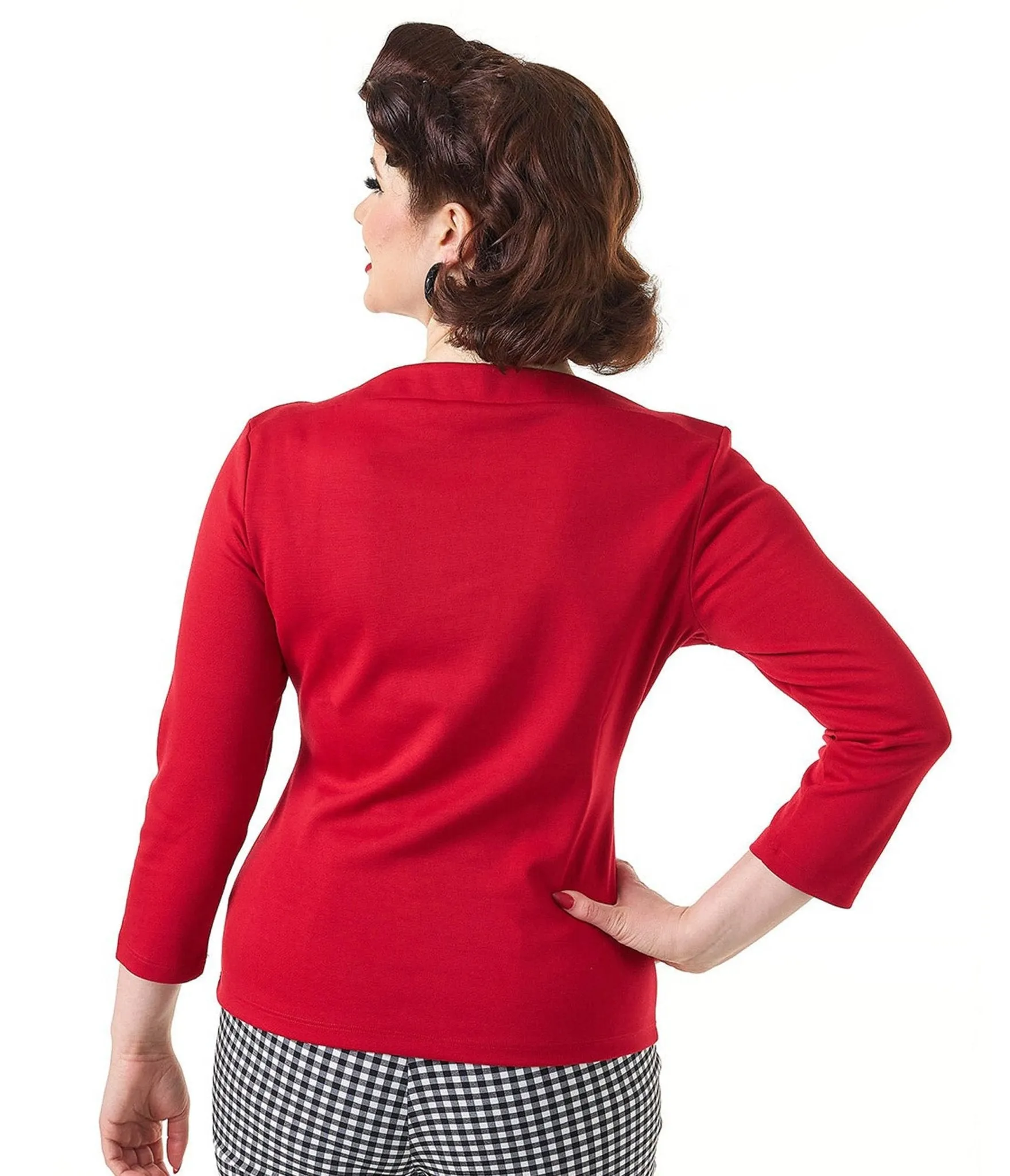Pretty Retro Red Bardot Top sold by Unique Vintage product image thumbnail 2