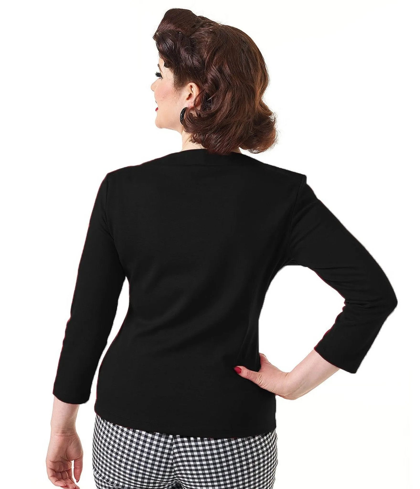 Pretty Retro Black Bardot Top sold by Unique Vintage product image thumbnail 2