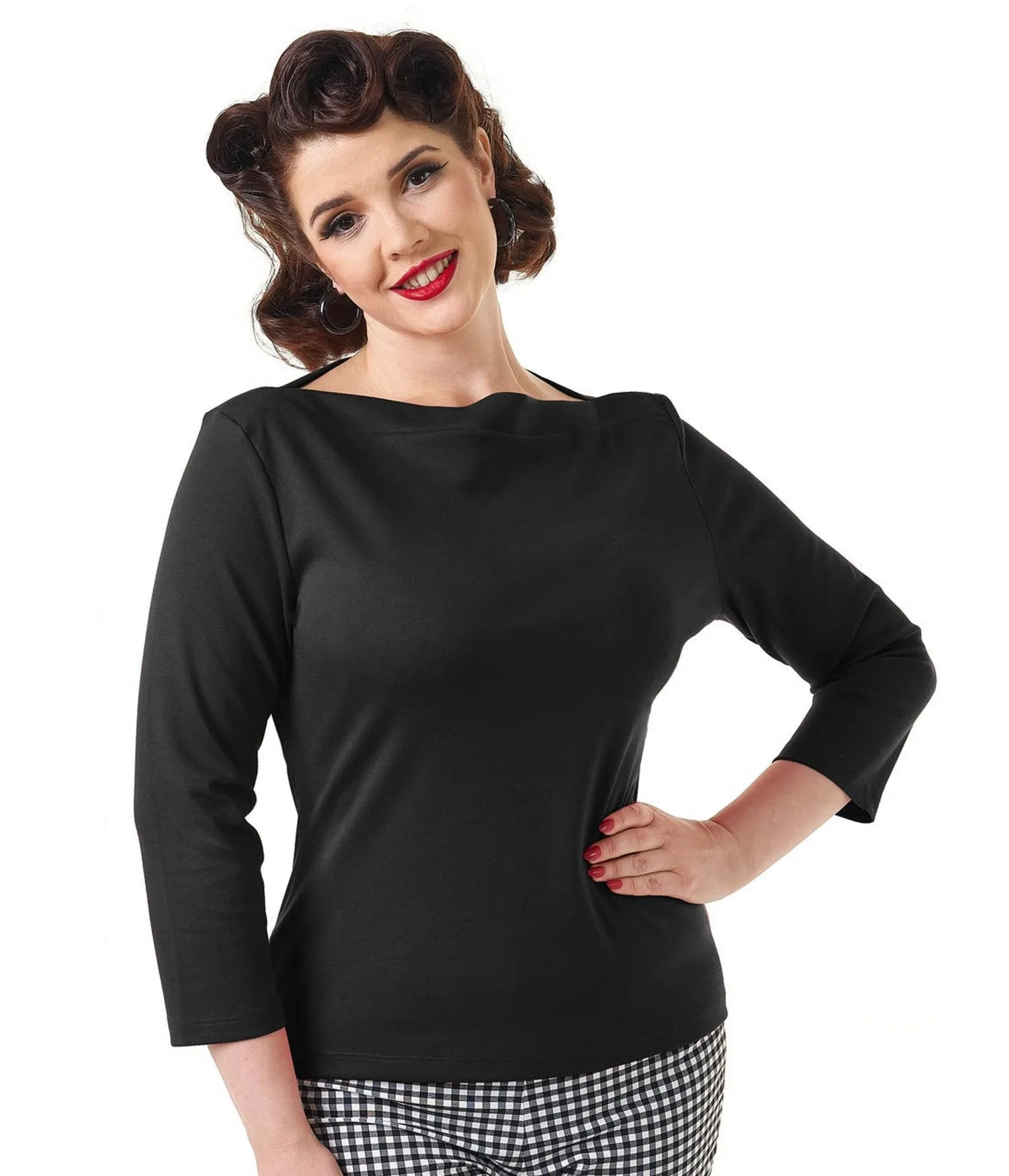 Pretty Retro Black Bardot Top sold by Unique Vintage product image thumbnail 3