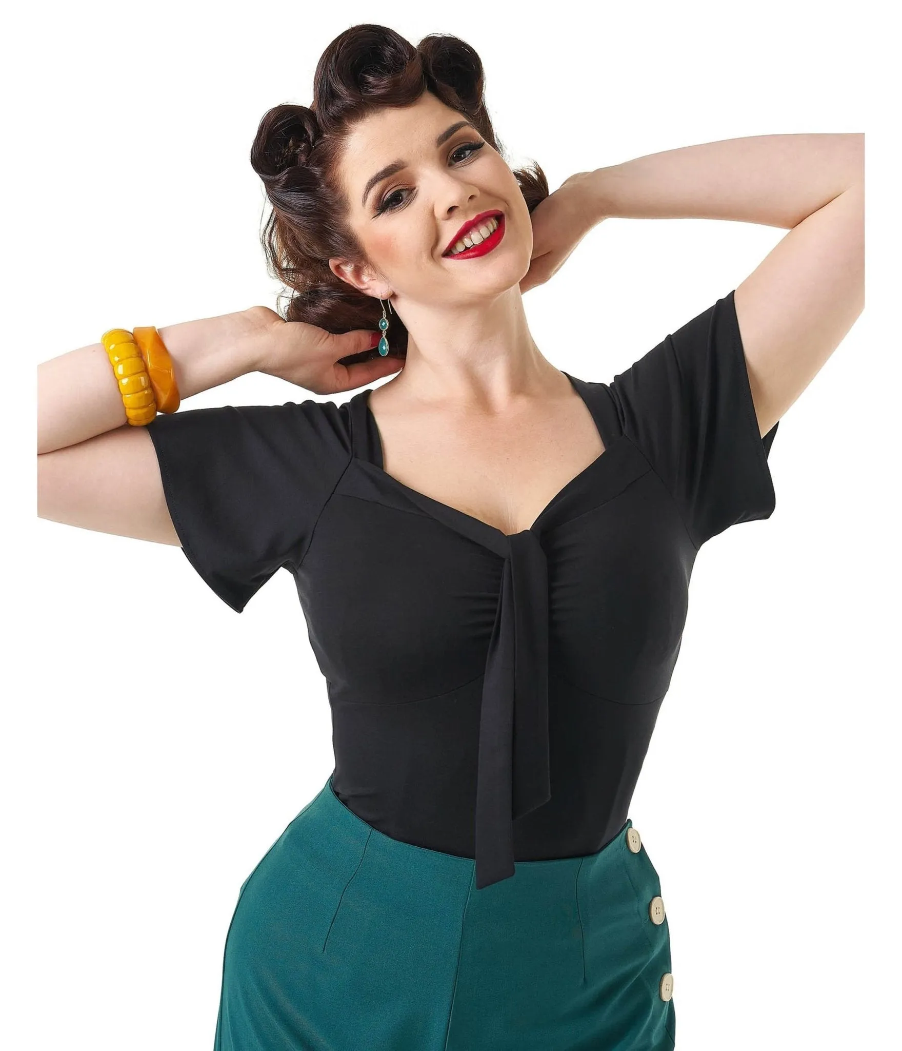 Pretty Retro Black Pretty Self Tie Top sold by Unique Vintage product image thumbnail 4