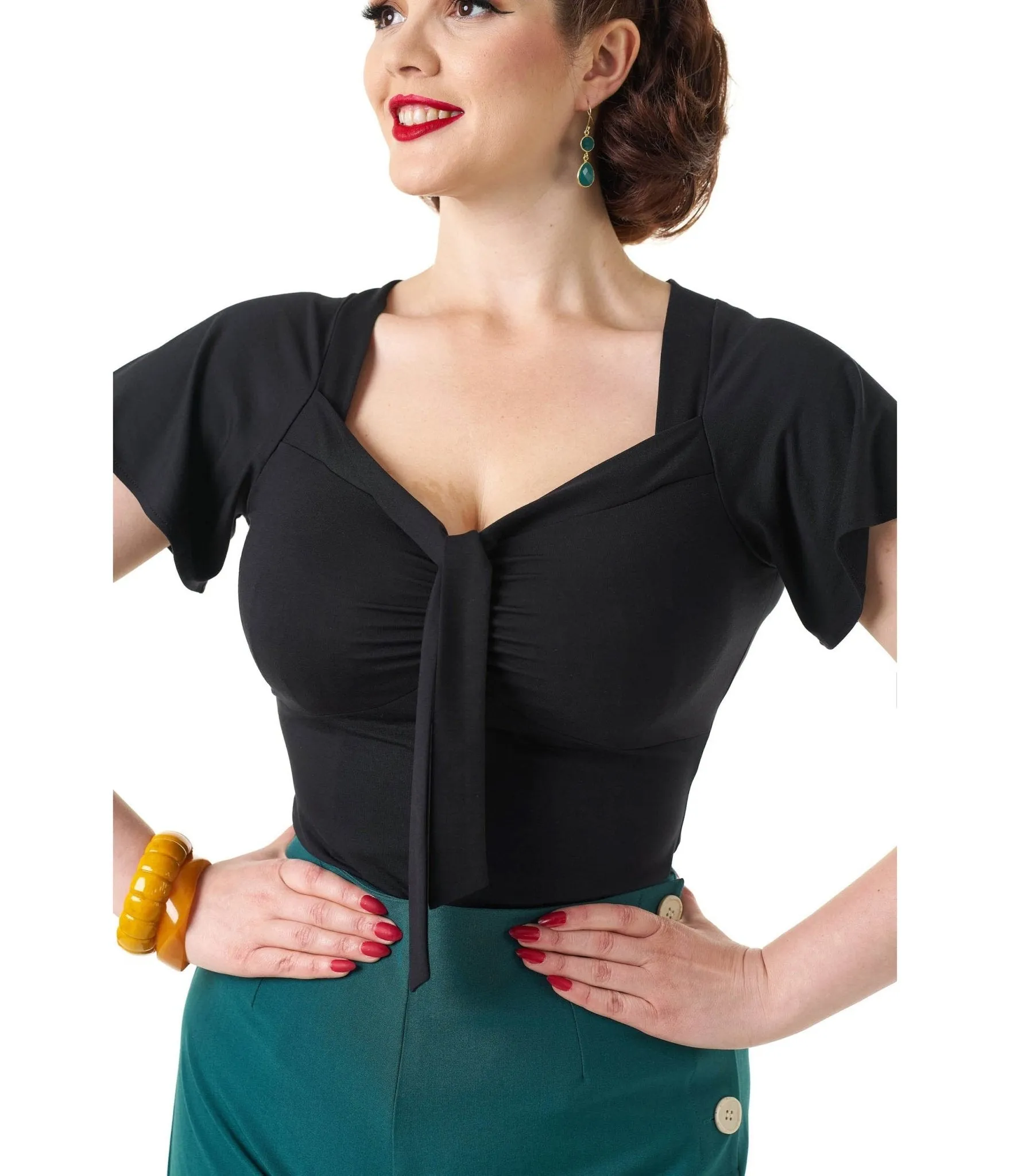 Pretty Retro Black Pretty Self Tie Top sold by Unique Vintage product image thumbnail 5