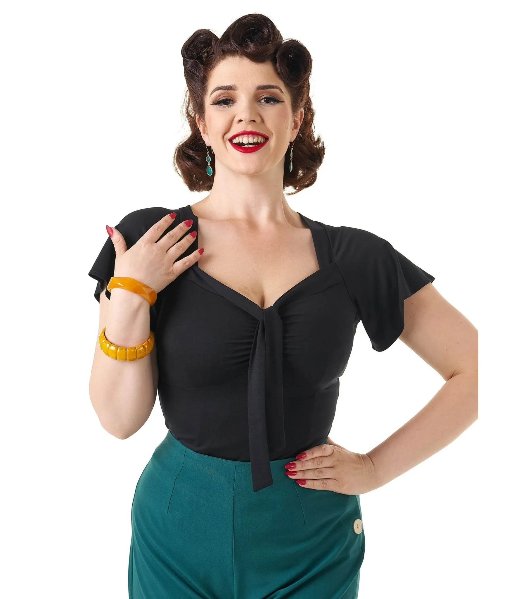 Pretty Retro Black Pretty Self Tie Top sold by Unique Vintage product image thumbnail 3