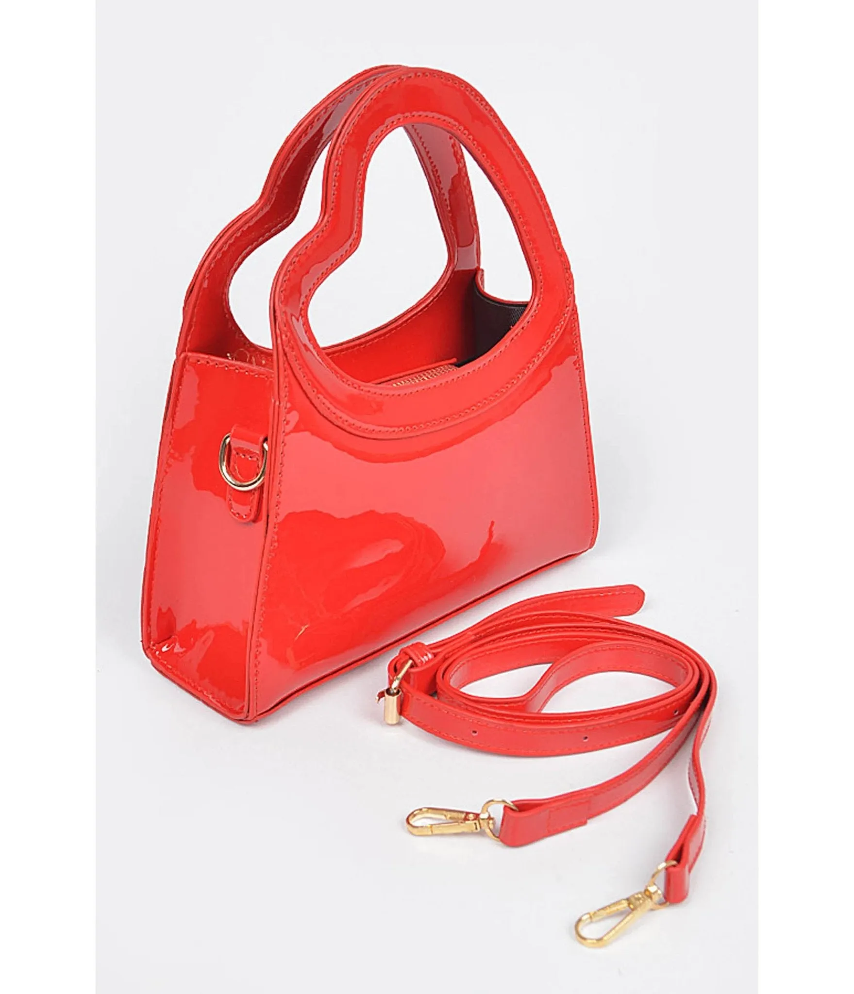 Red Patent Leatherette Heart Handle Bag sold by Unique Vintage product image thumbnail 2