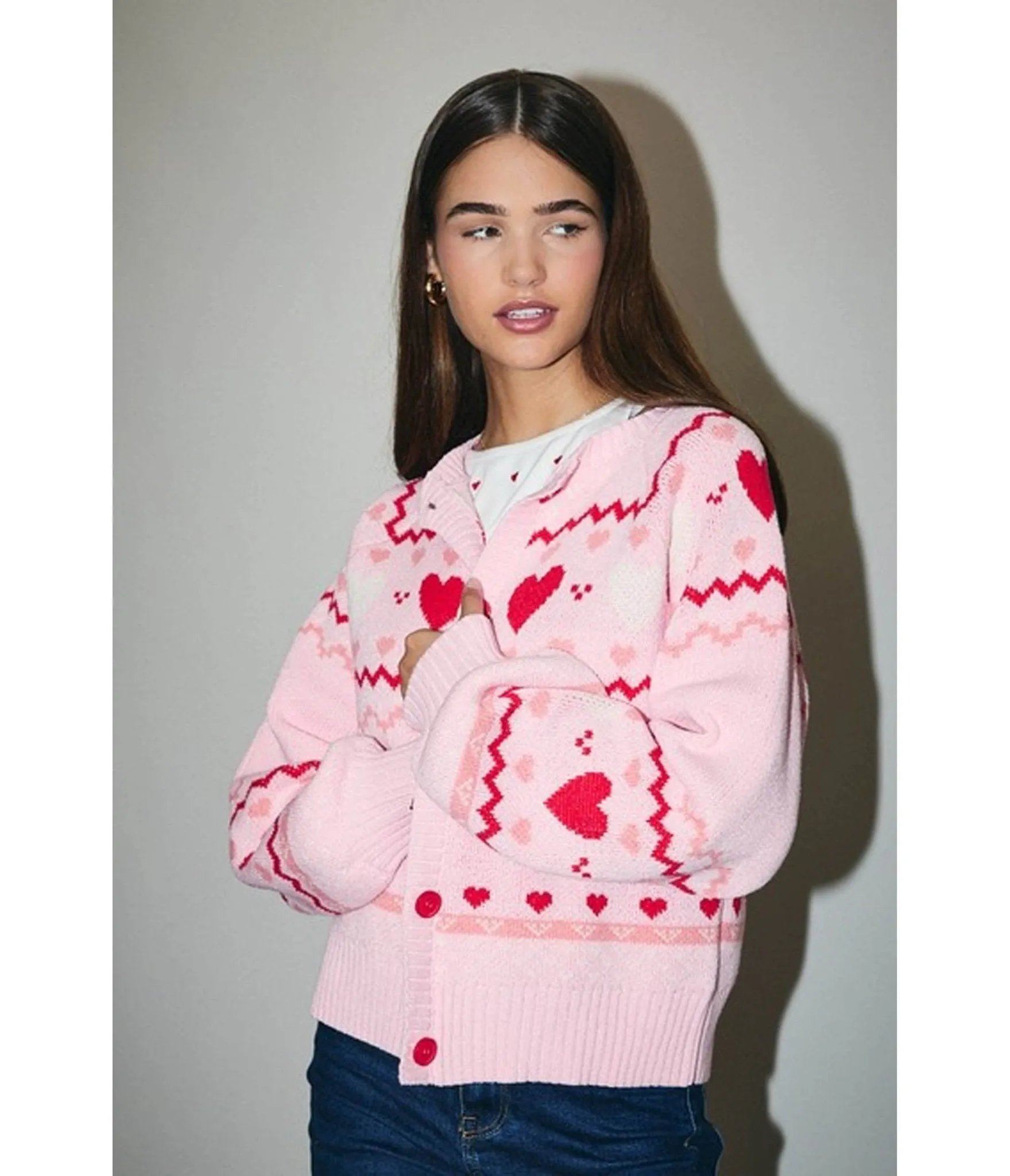 Light Pink Heart Cardigan sold by Unique Vintage product image thumbnail 3
