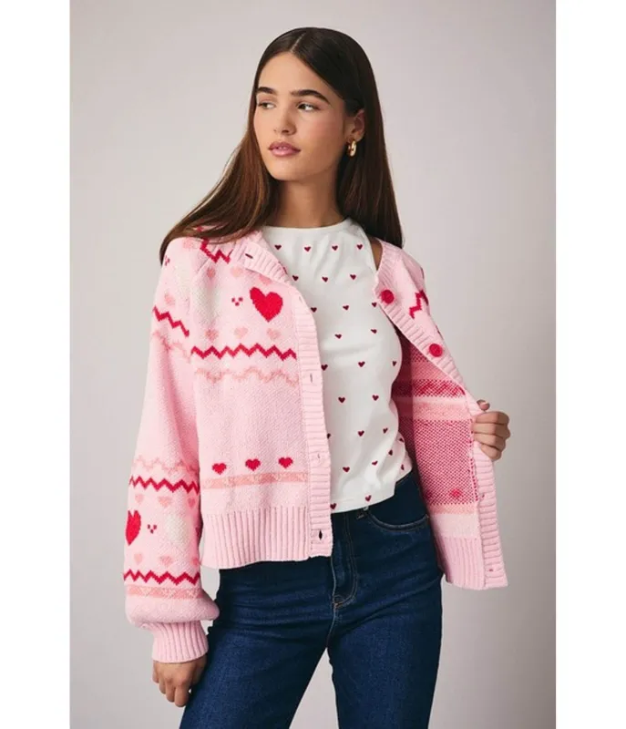 Light Pink Heart Cardigan sold by Unique Vintage