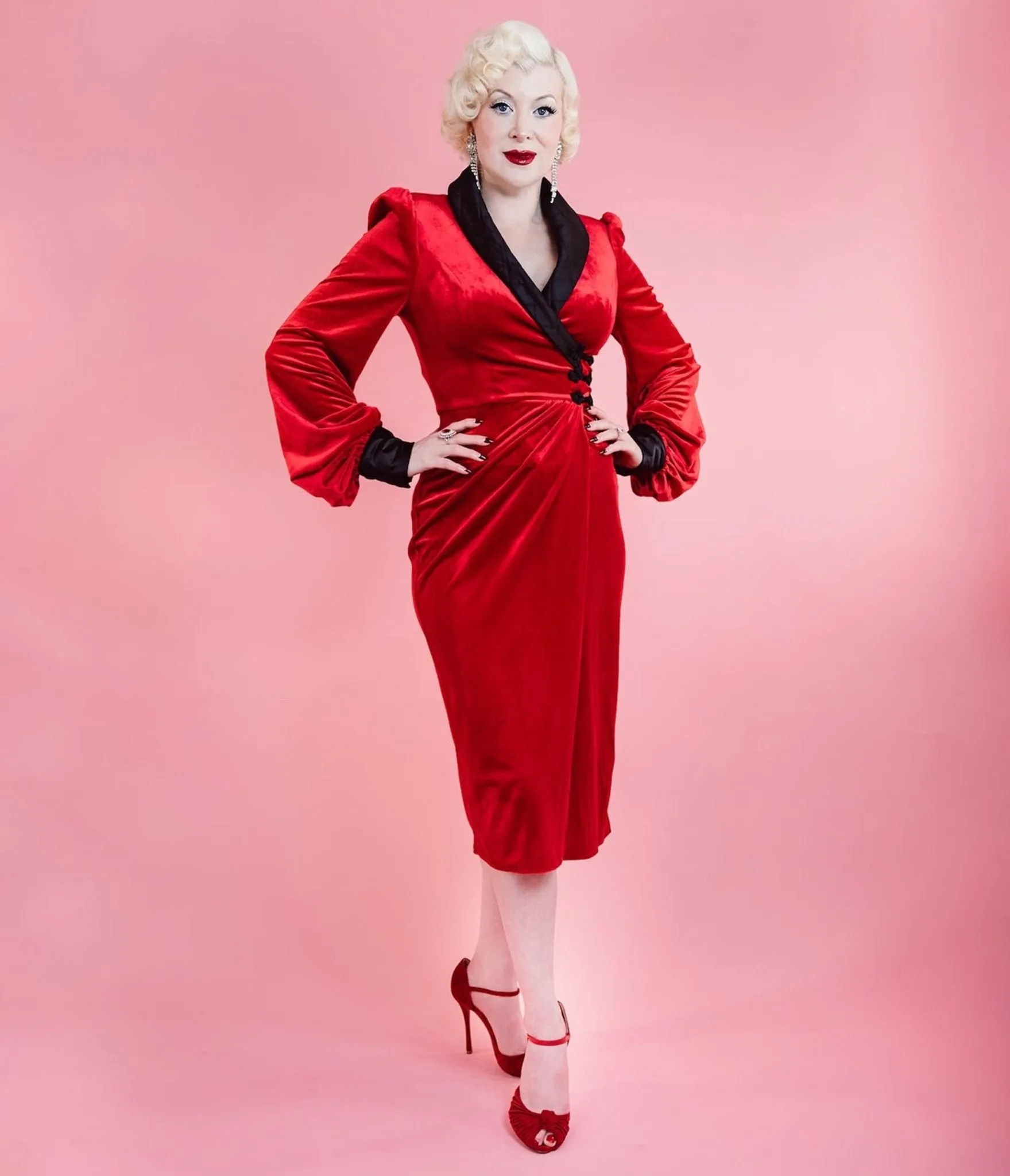 Elle Rebel Red Sinatra Smoking Jacket Dress sold by Unique Vintage product image thumbnail 4