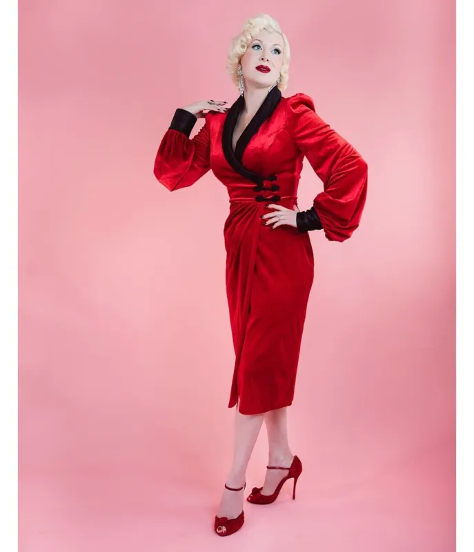 Elle Rebel Red Sinatra Smoking Jacket Dress made by Unique Vintage