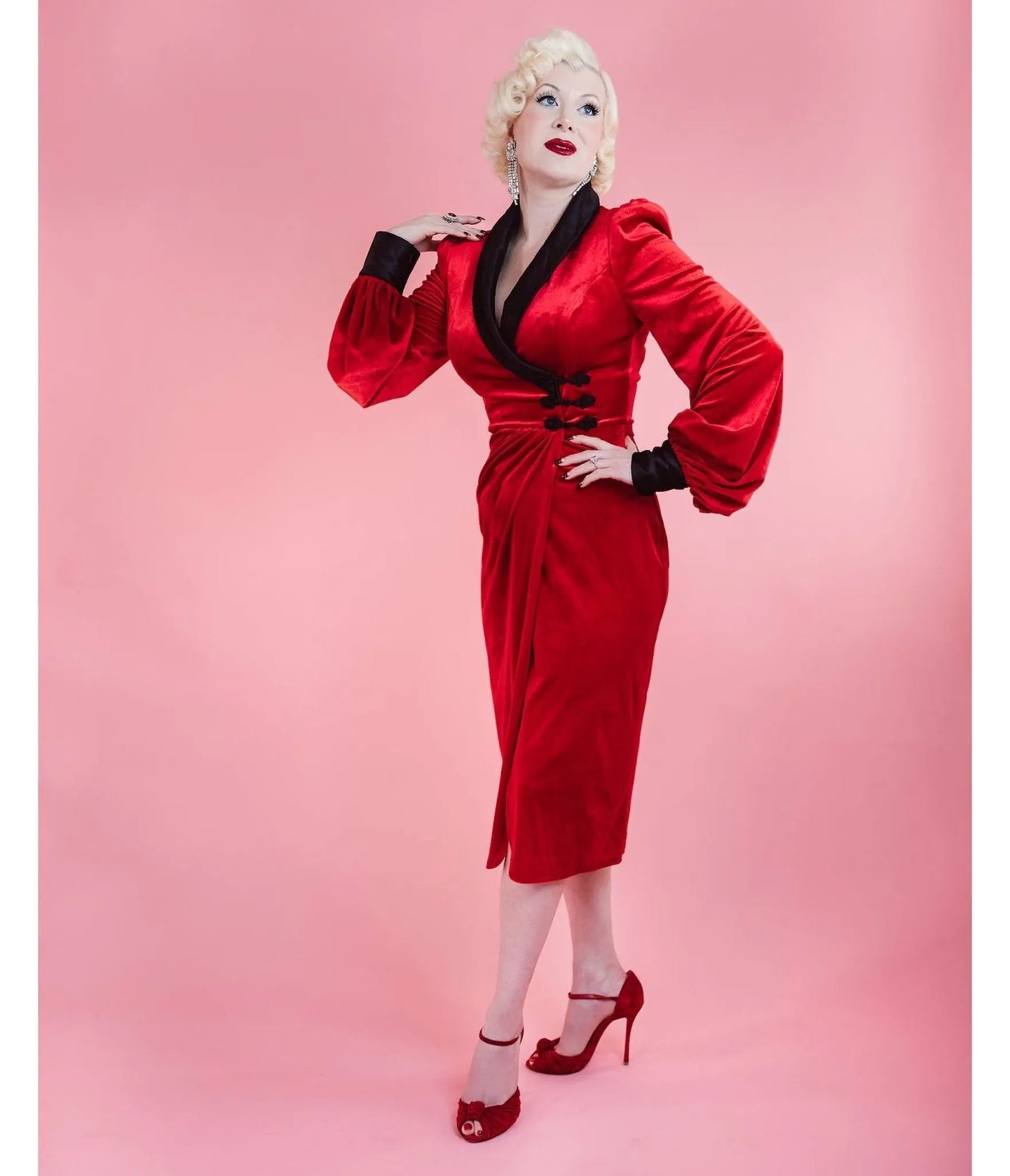 Elle Rebel Red Sinatra Smoking Jacket Dress sold by Unique Vintage