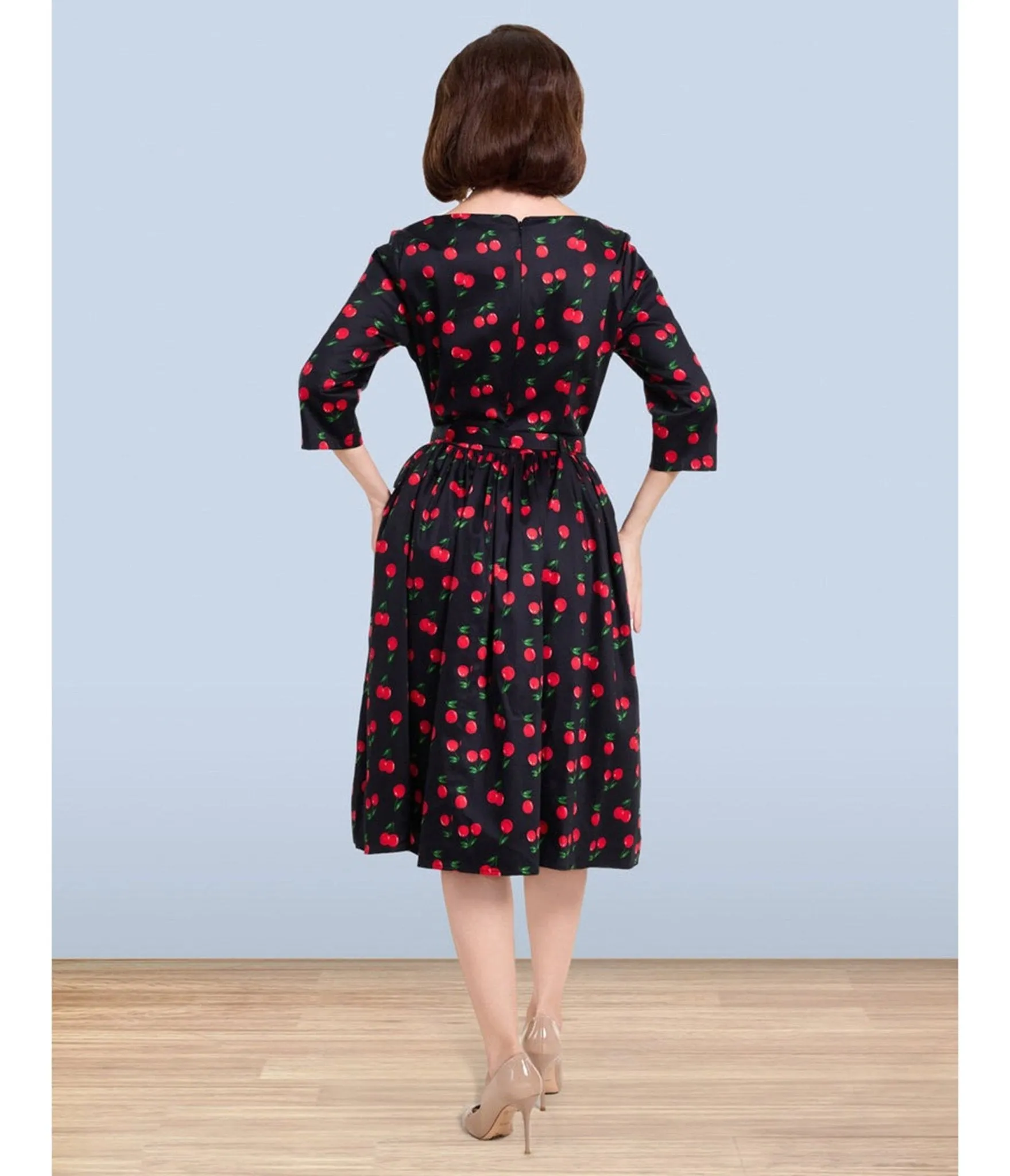 Lindy Bop Black Cherry Print Audrey Dress sold by Unique Vintage product image thumbnail 2
