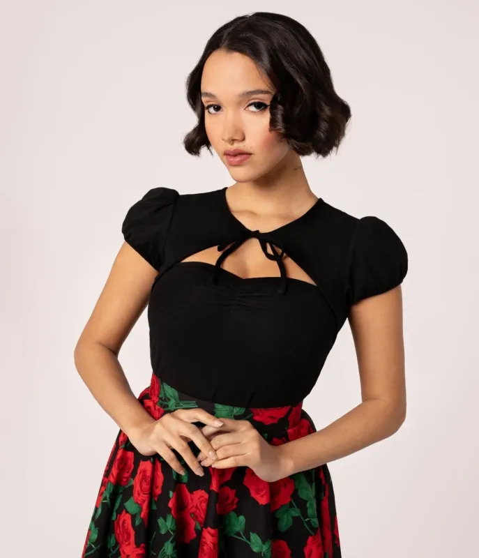 Hell Bunny Black Priscilla Top sold by Unique Vintage