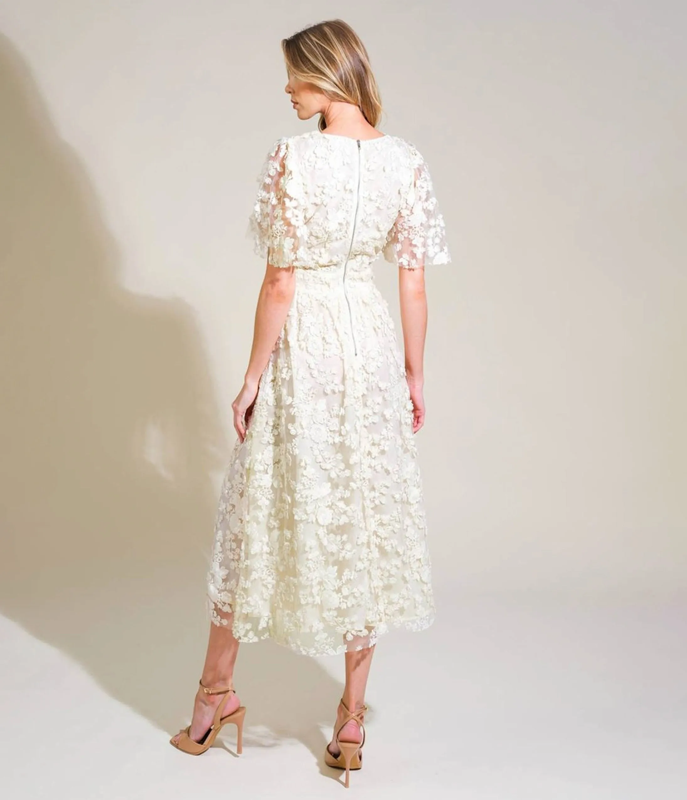 Ivory Woven Lace Midi Dress sold by Unique Vintage product image thumbnail 2