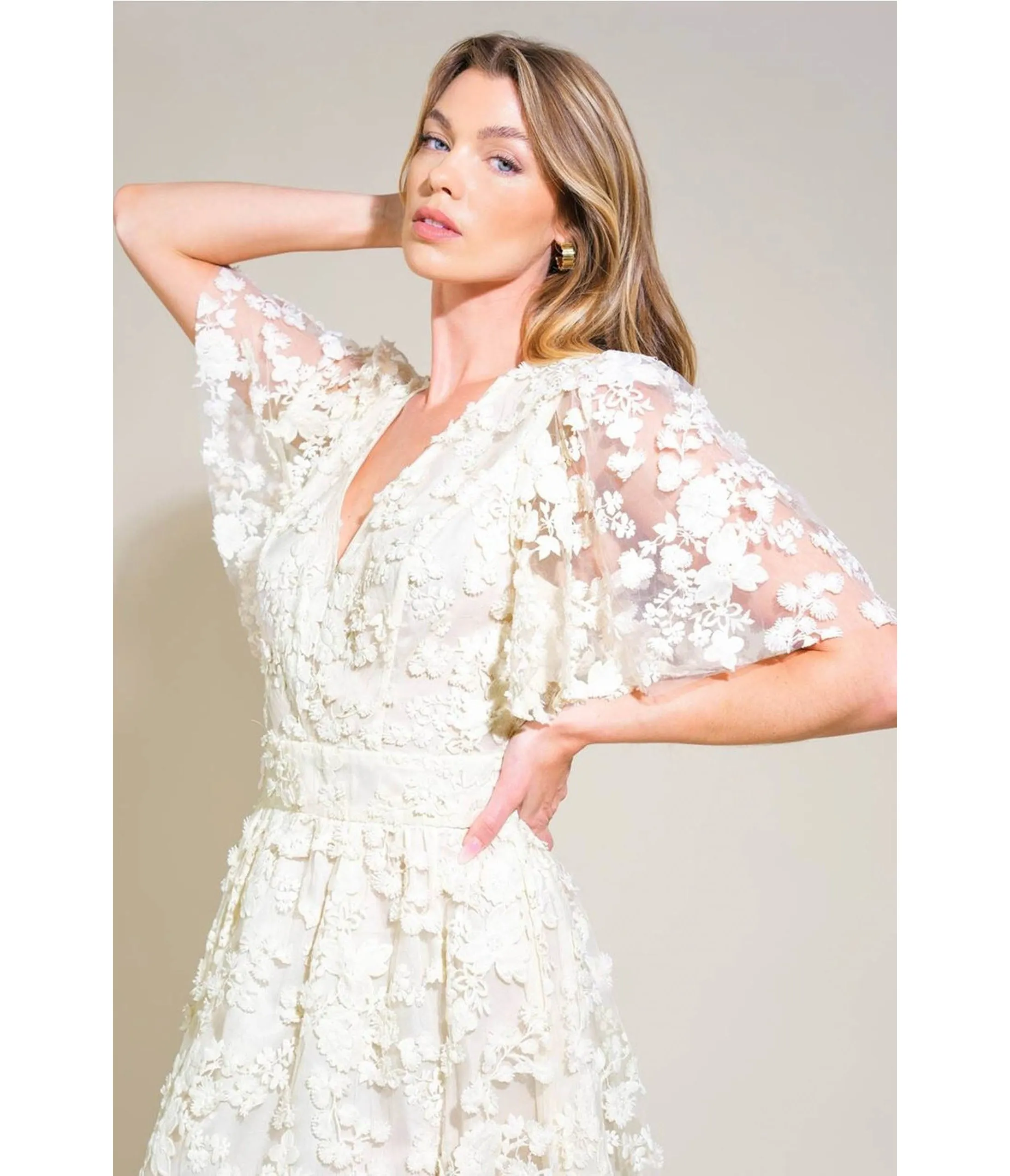 Ivory Woven Lace Midi Dress sold by Unique Vintage product image thumbnail 4