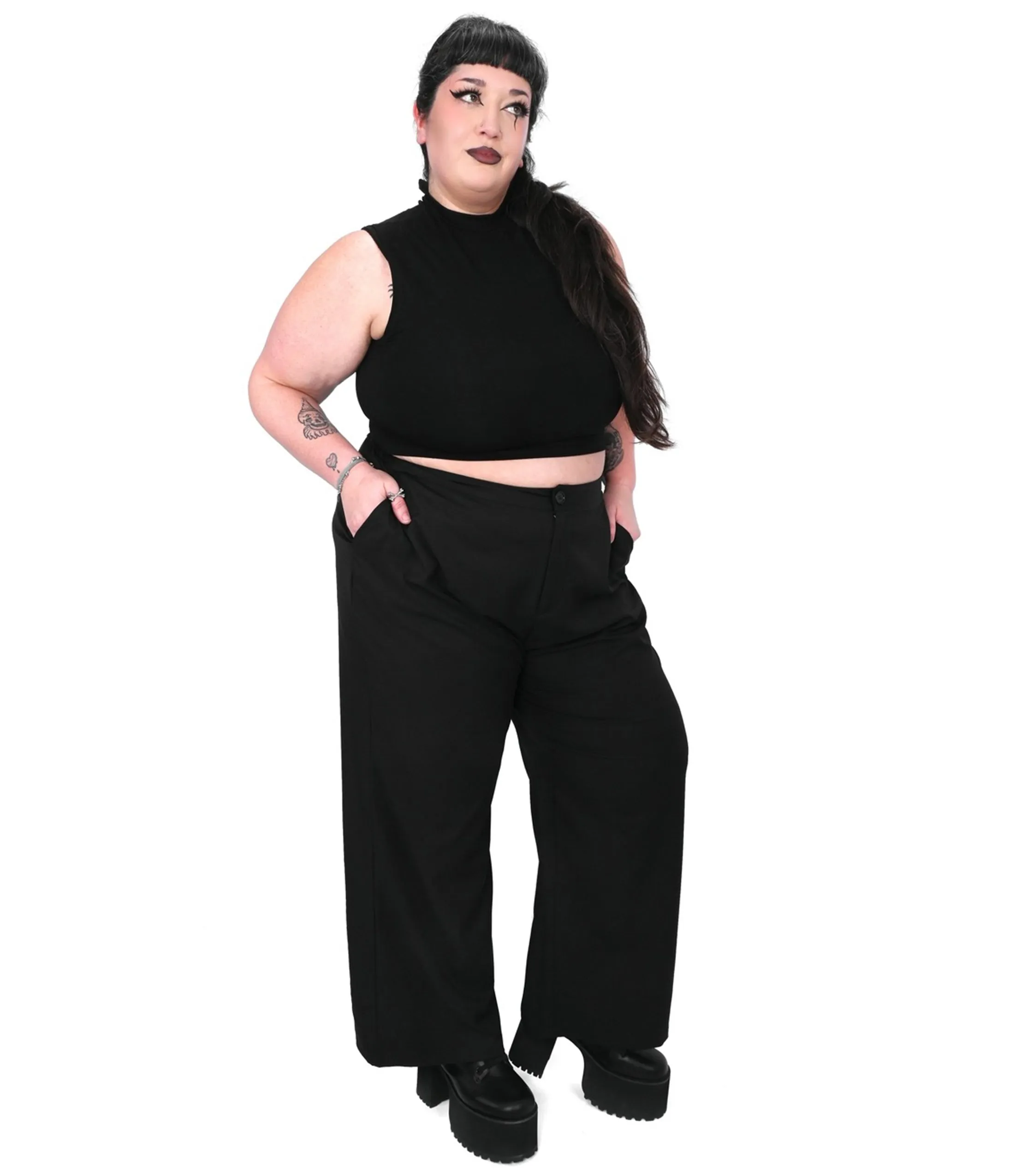 Foxblood Black Wide Leg Trousers sold by Unique Vintage product image thumbnail 3