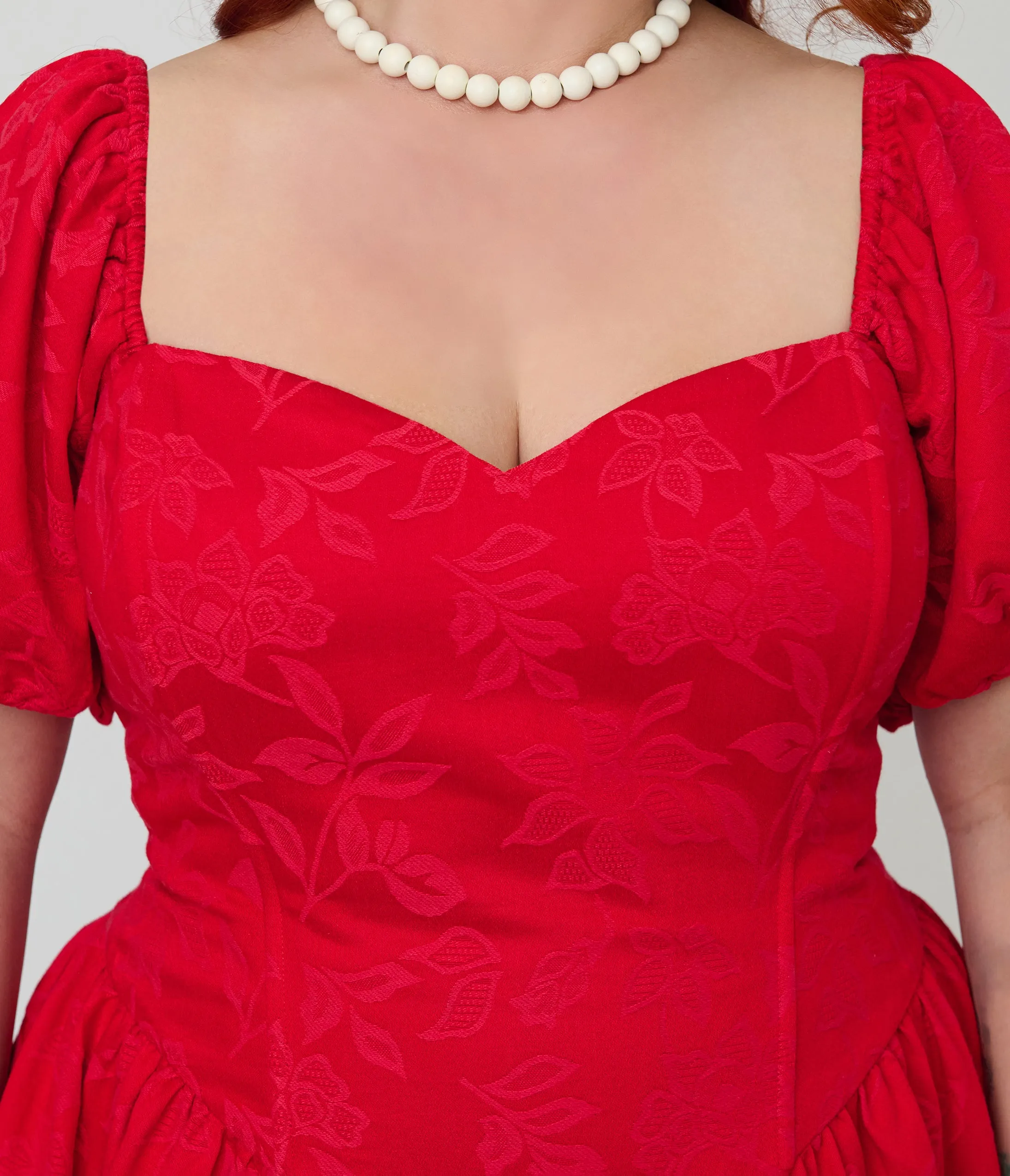 Smak Parlour Plus Size Red Brocade Sweetheart Swing Dress sold by Unique Vintage product image thumbnail 5