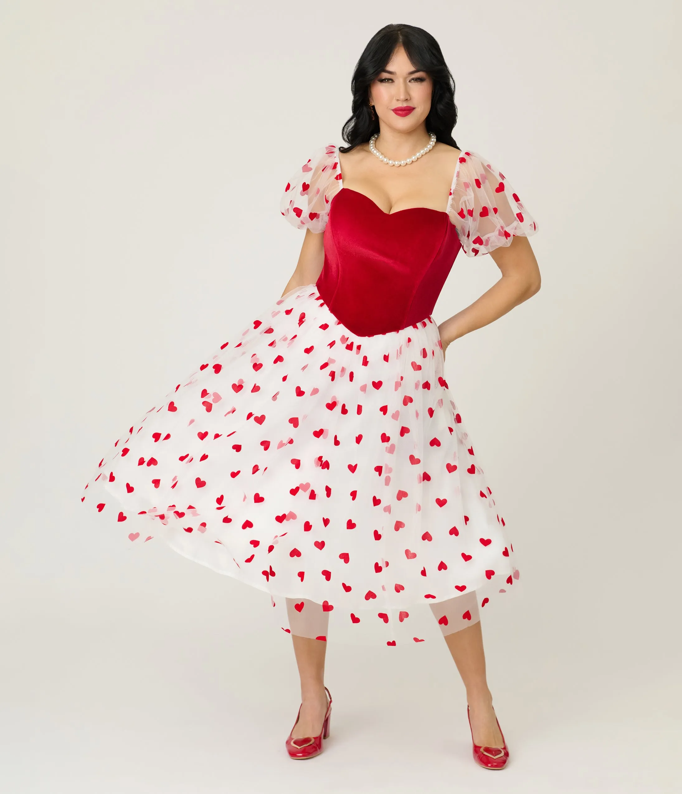 Barbie x Unique Vintage Red Hearts Loving You Swing Dress sold by Unique Vintage product image thumbnail 4