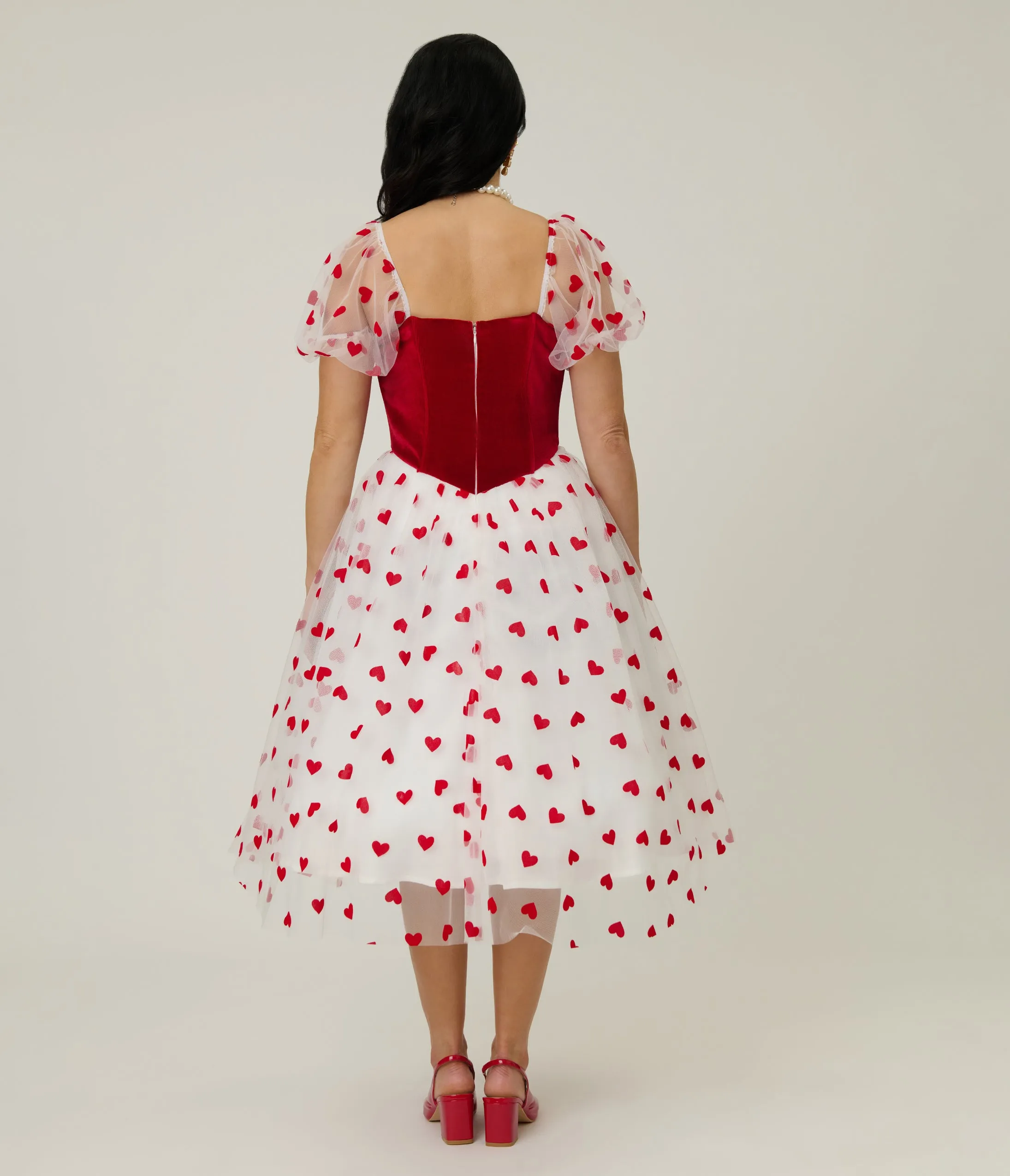 Barbie x Unique Vintage Red Hearts Loving You Swing Dress sold by Unique Vintage product image thumbnail 2