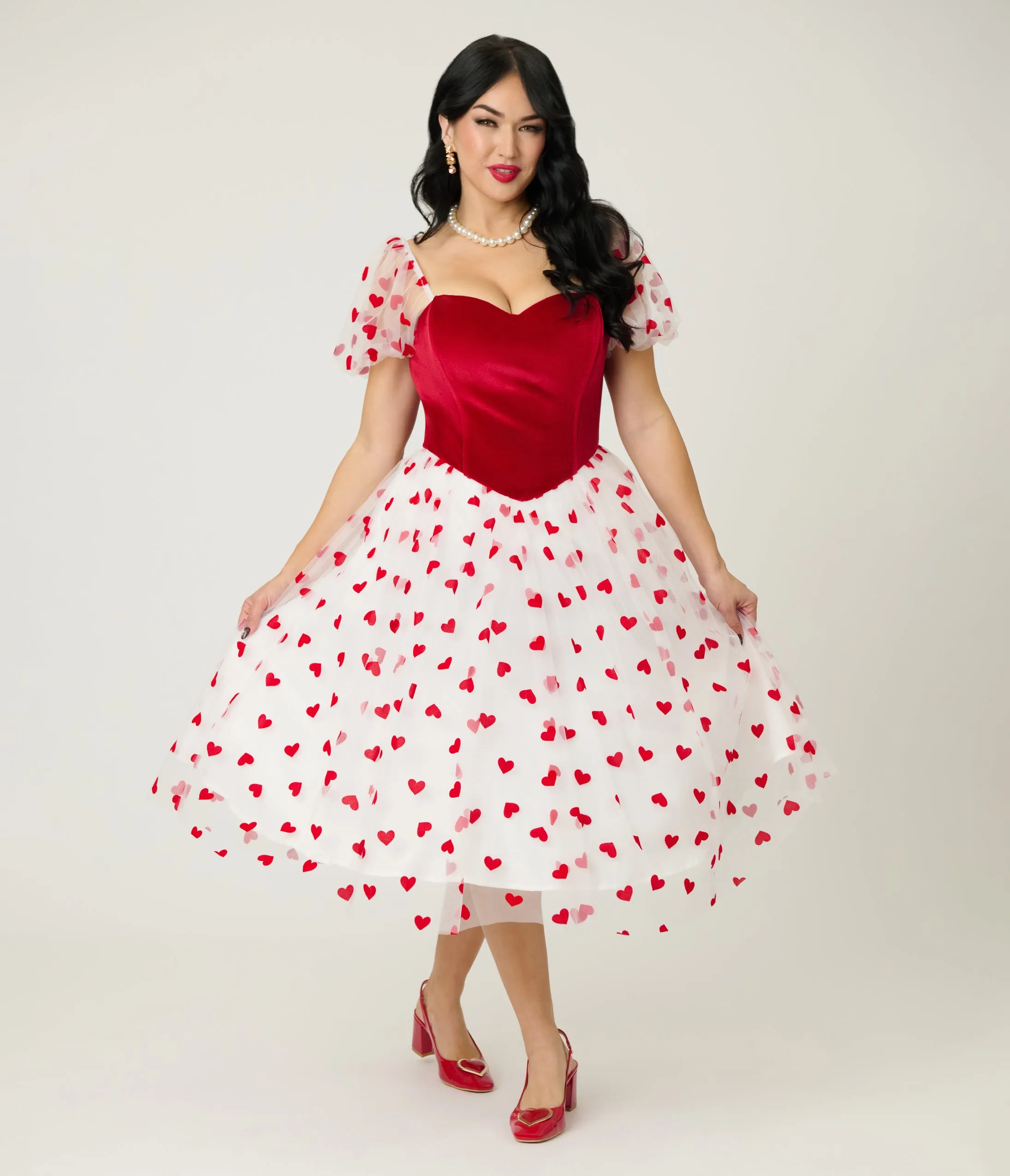 Barbie x Unique Vintage Red Hearts Loving You Swing Dress sold by Unique Vintage product image thumbnail 3