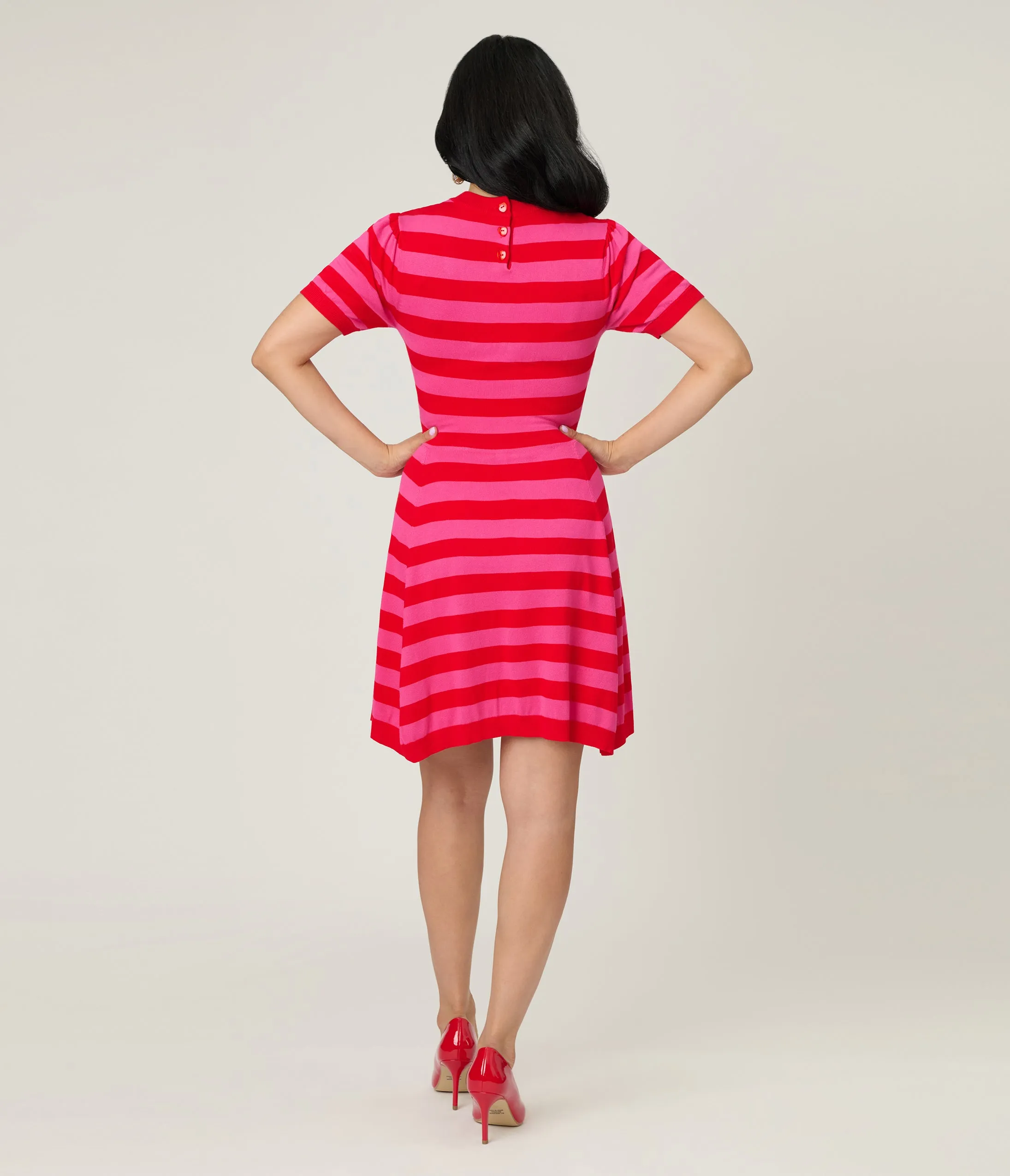 Smak Parlour Red & Hot Pink Heart Cutout Flare Dress sold by Unique Vintage product image thumbnail 2