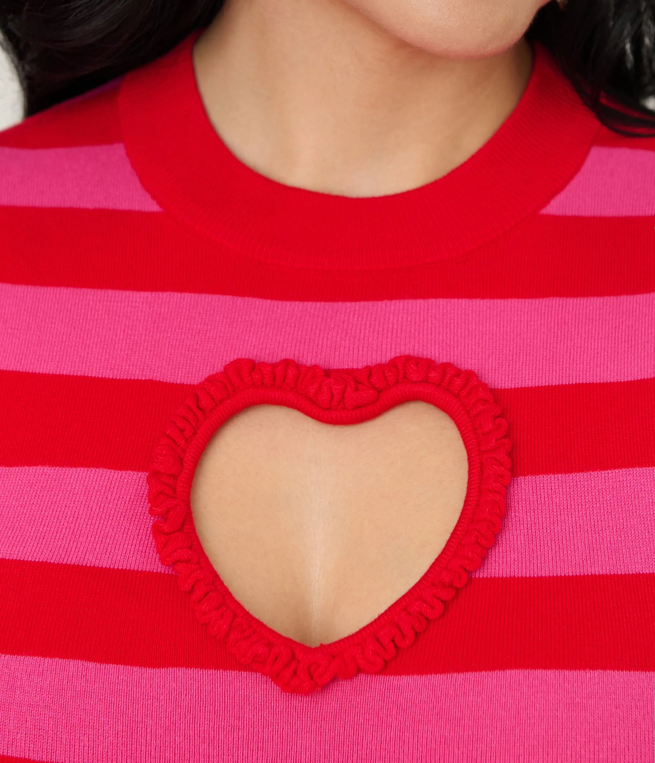 Smak Parlour Red & Hot Pink Heart Cutout Flare Dress sold by Unique Vintage product image thumbnail 5