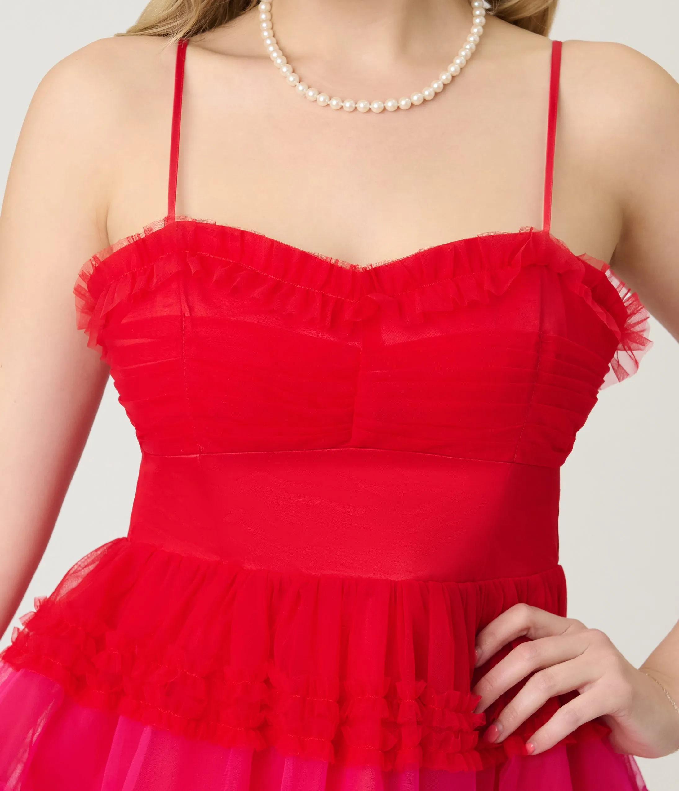 Unique Vintage Red Ombre Tiered Sheer Midi Dress sold by Unique Vintage product image thumbnail 4