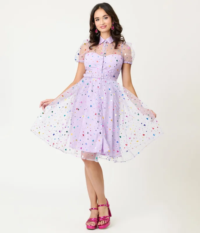 Unique Vintage Purple Confetti Hollie Swing Dress sold by Unique Vintage
