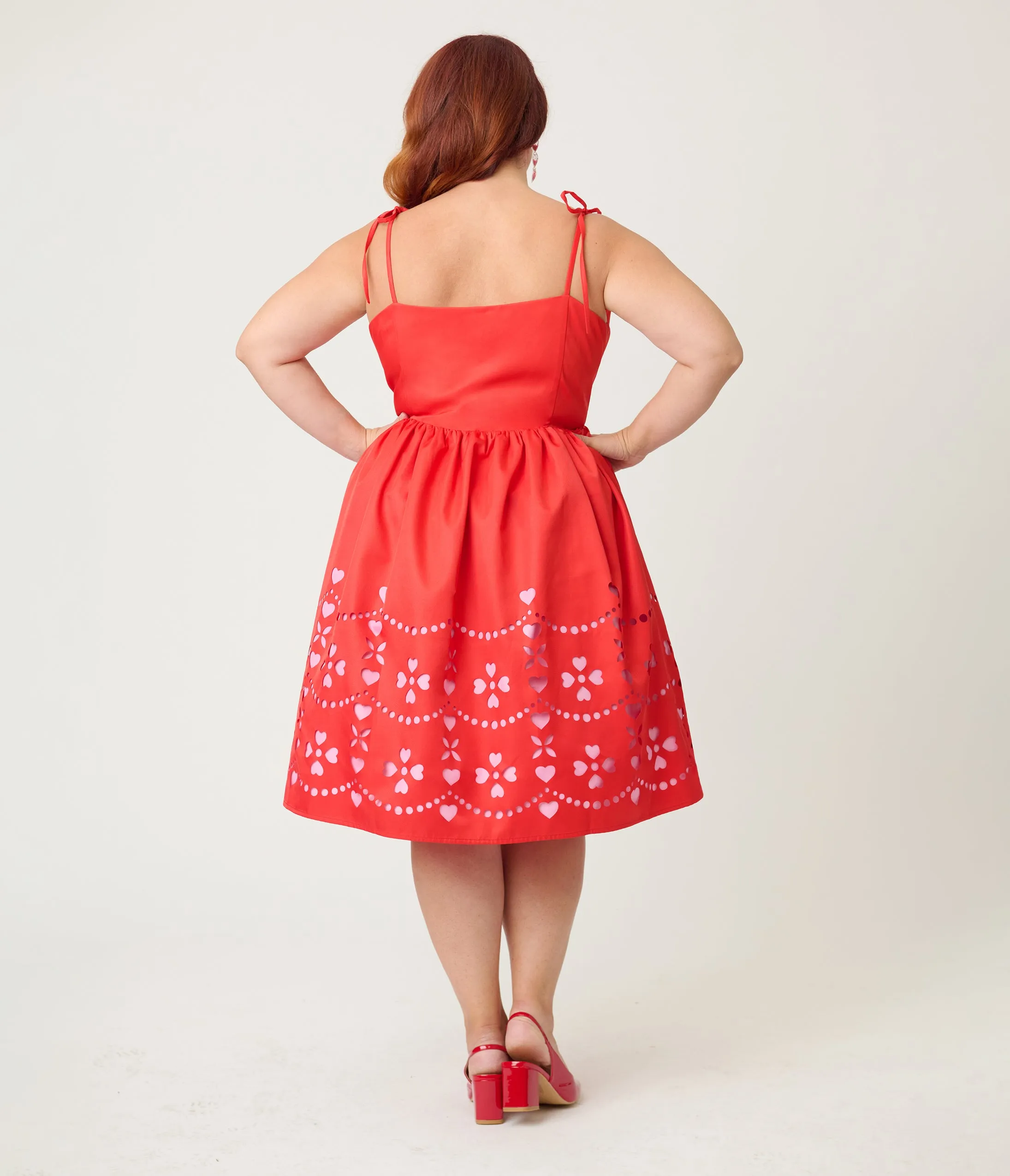 Unique Vintage Plus Size Red & Pink Hearts Cutout Swing Dress sold by Unique Vintage product image thumbnail 2
