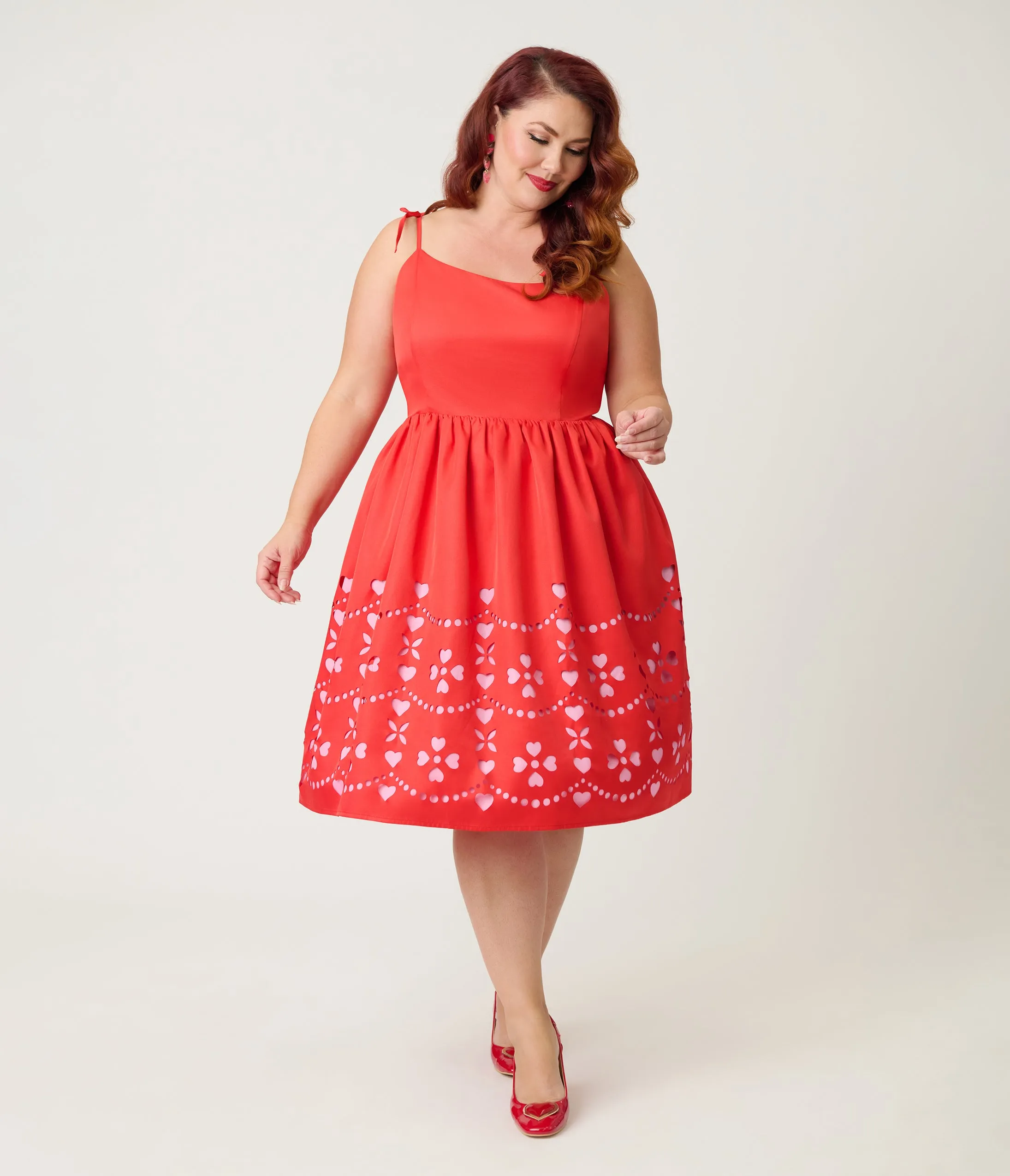 Unique Vintage Plus Size Red & Pink Hearts Cutout Swing Dress sold by Unique Vintage product image thumbnail 4
