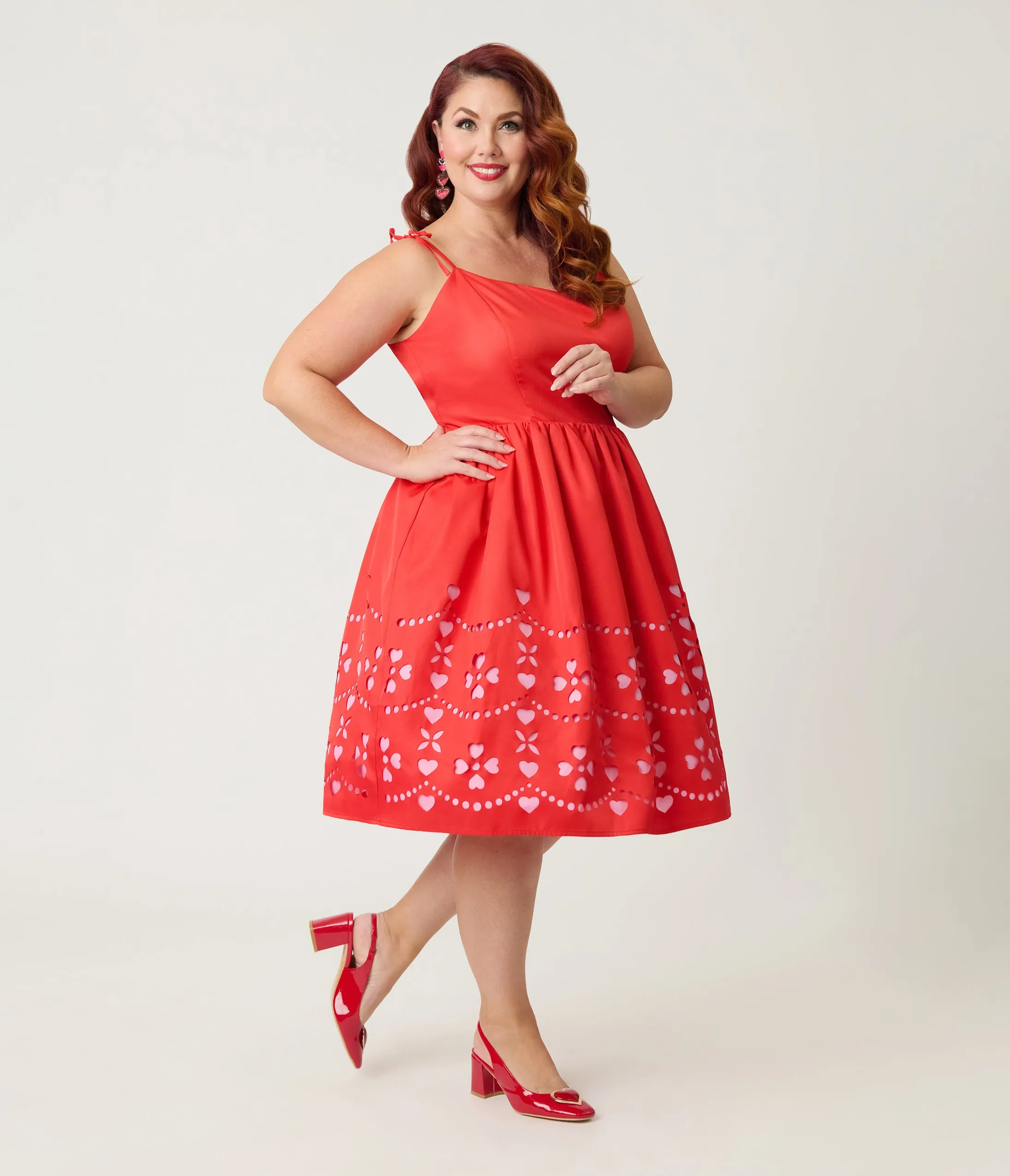 Unique Vintage Plus Size Red & Pink Hearts Cutout Swing Dress sold by Unique Vintage product image thumbnail 3