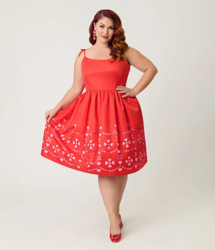 Unique Vintage Plus Size Red & Pink Hearts Cutout Swing Dress sold by Unique Vintage