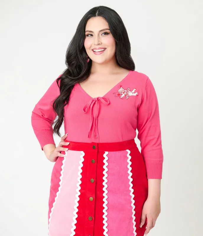Unique Vintage Plus Size Hot Pink & Cupid Accent Dandy Cardigan sold by Unique Vintage
