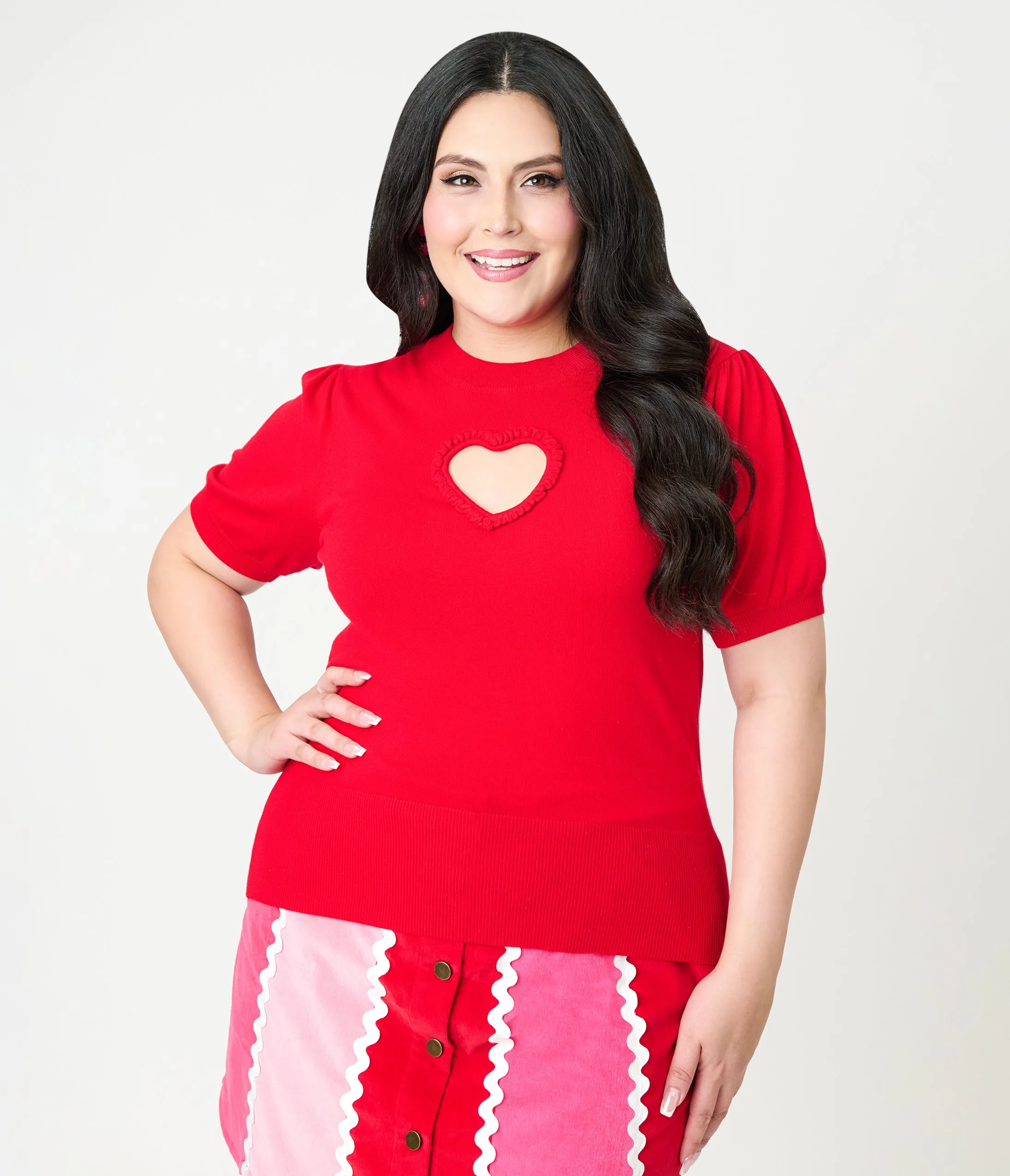 Smak Parlour Plus Size Red Keyhole Heart Sweater sold by Unique Vintage product image thumbnail 3