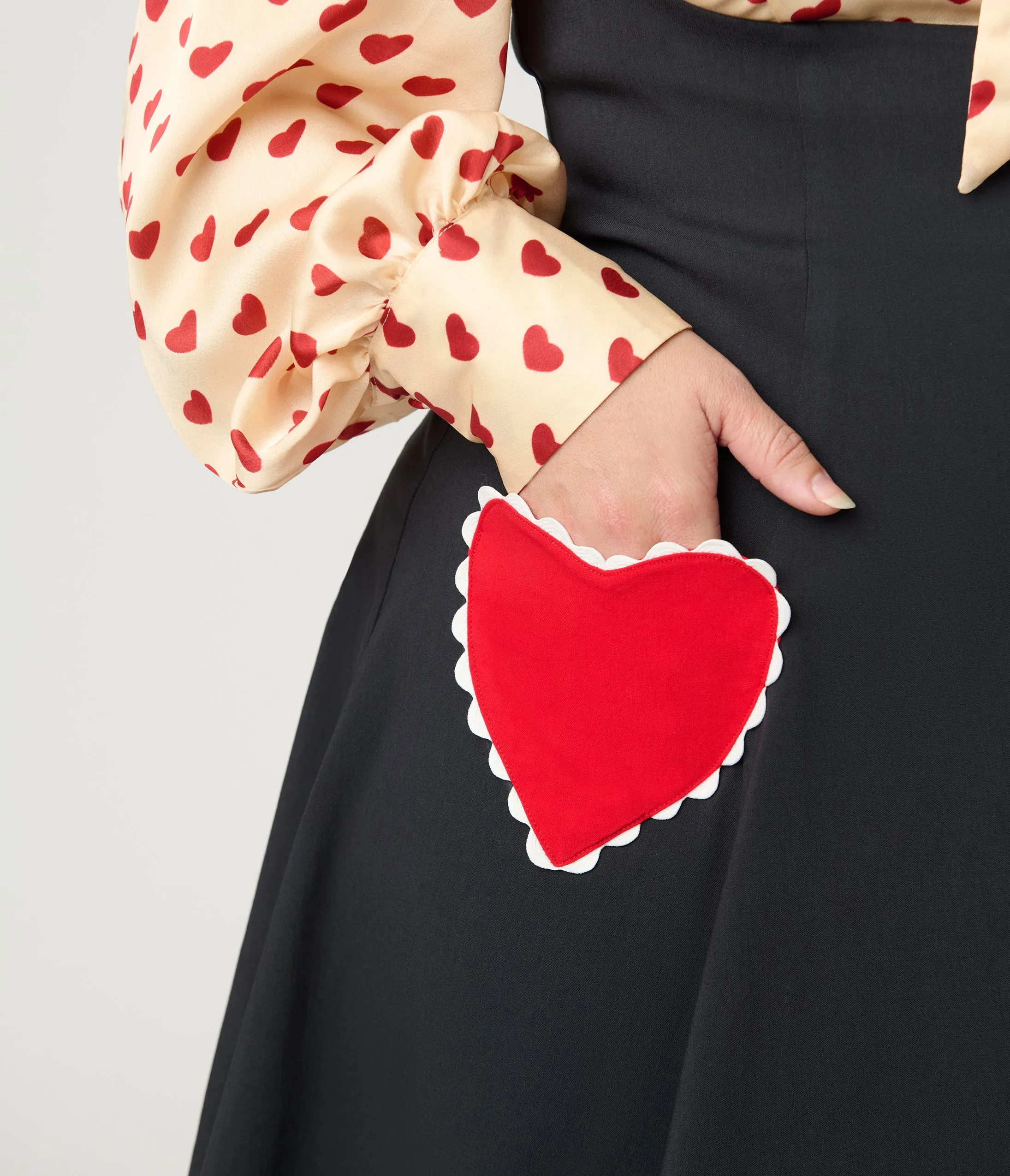 Unique Vintage Plus Size Black & Red Heart Amma Swing Skirt sold by Unique Vintage product image thumbnail 4