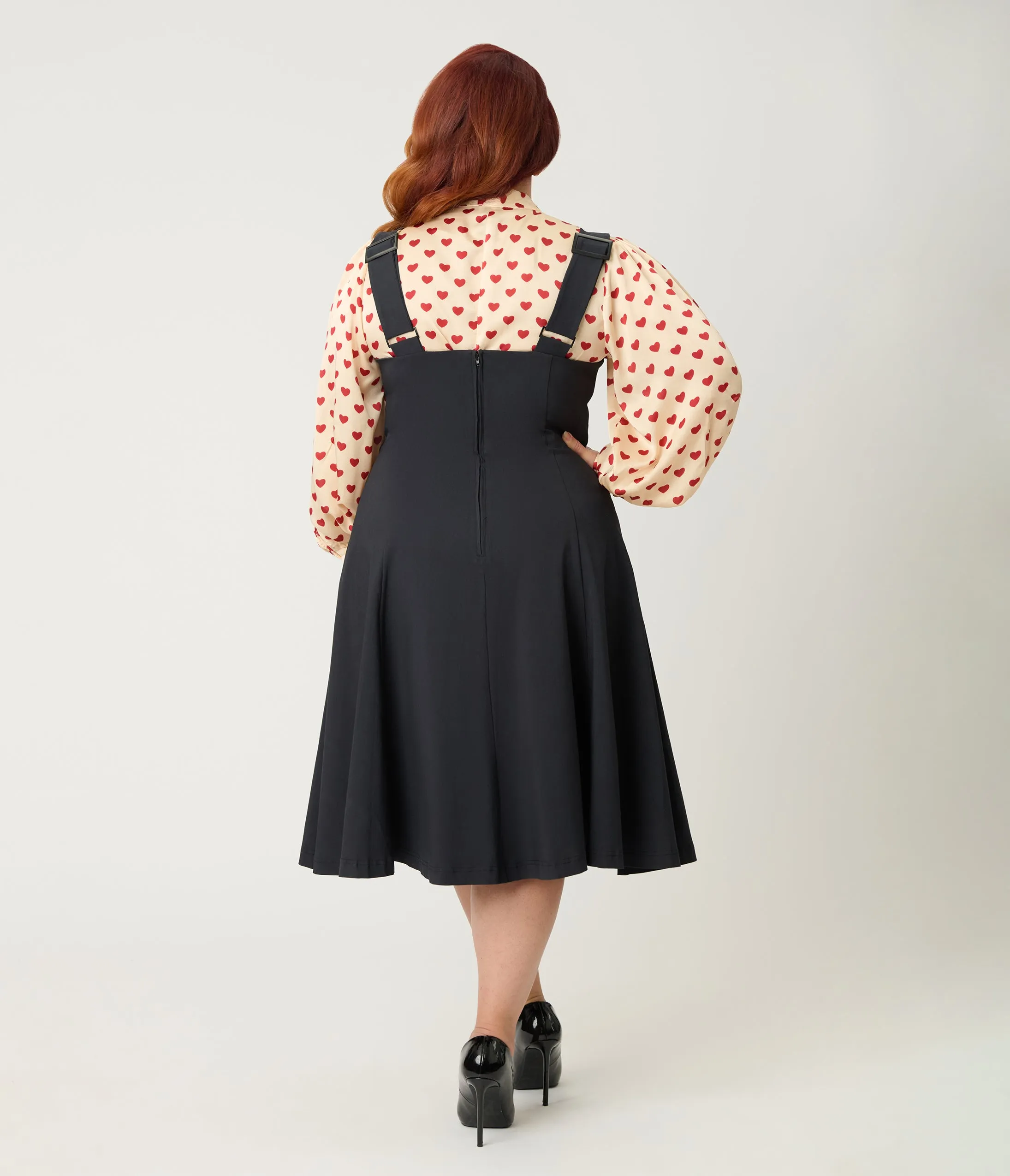 Unique Vintage Plus Size Black & Red Heart Amma Swing Skirt sold by Unique Vintage product image thumbnail 2